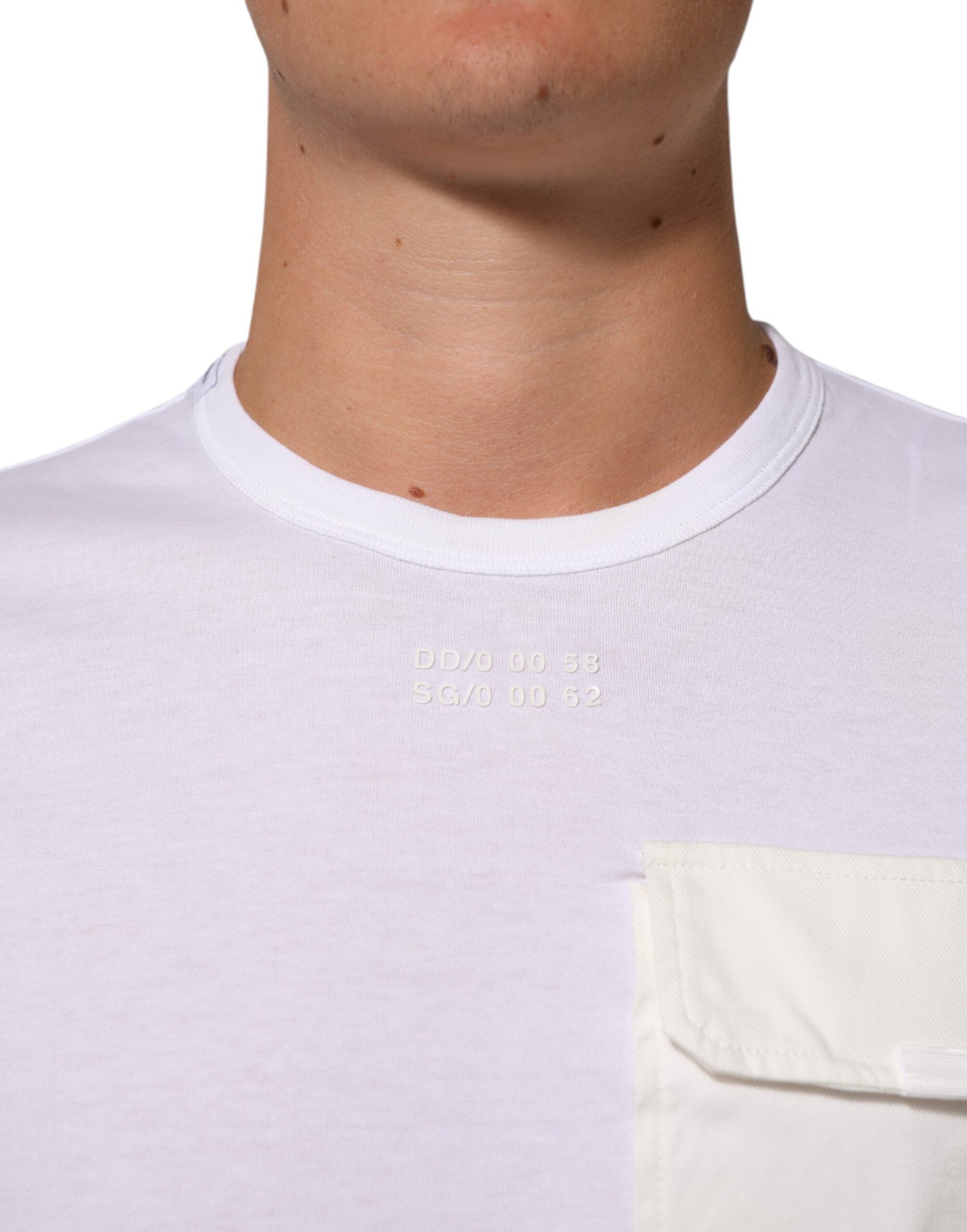 Dolce & Gabbana White Cotton Pocket Crew Neck Men Tee Men's T-shirt (Pre-Owned)