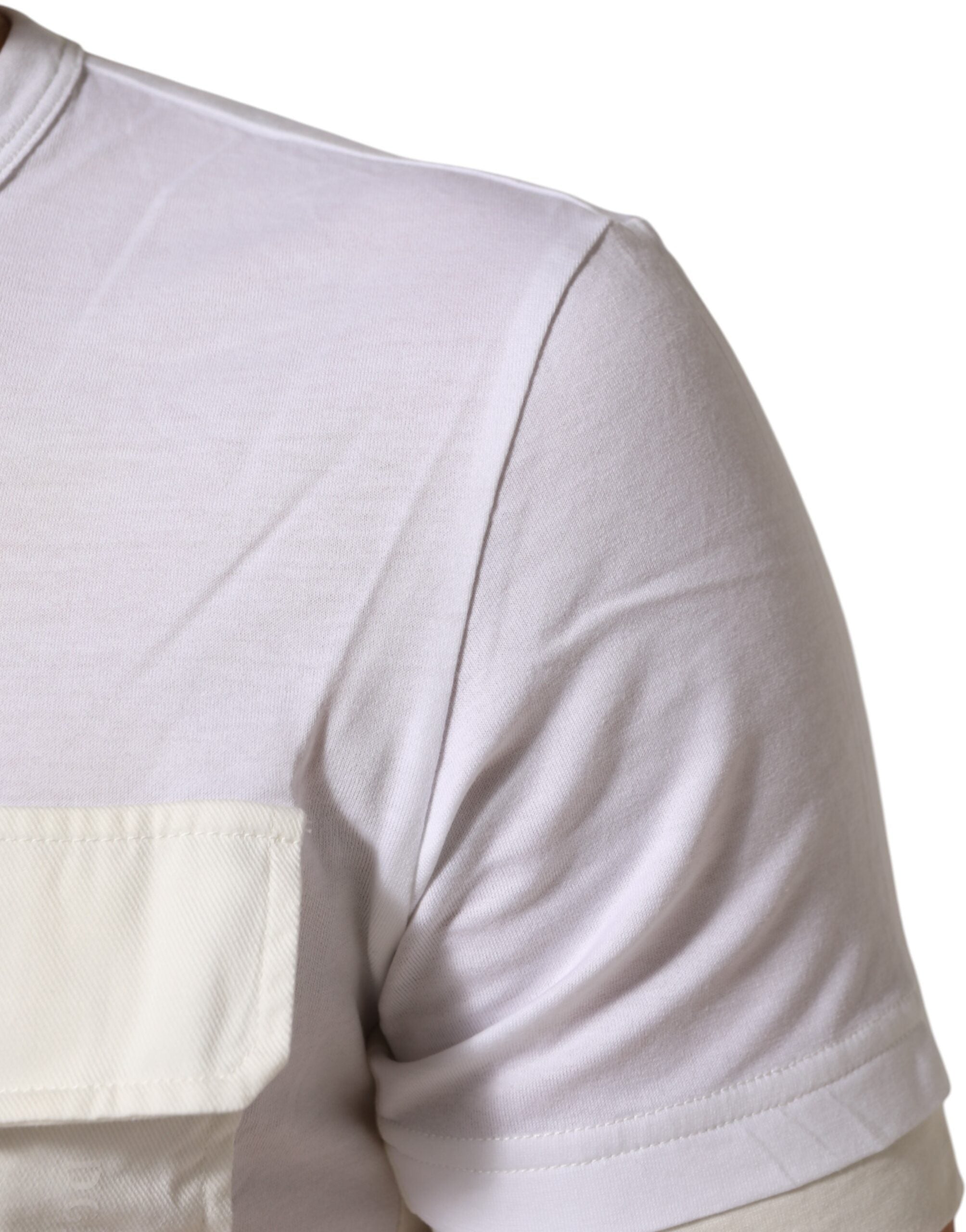 Dolce & Gabbana White Cotton Pocket Crew Neck Men Tee Men's T-shirt (Pre-Owned)