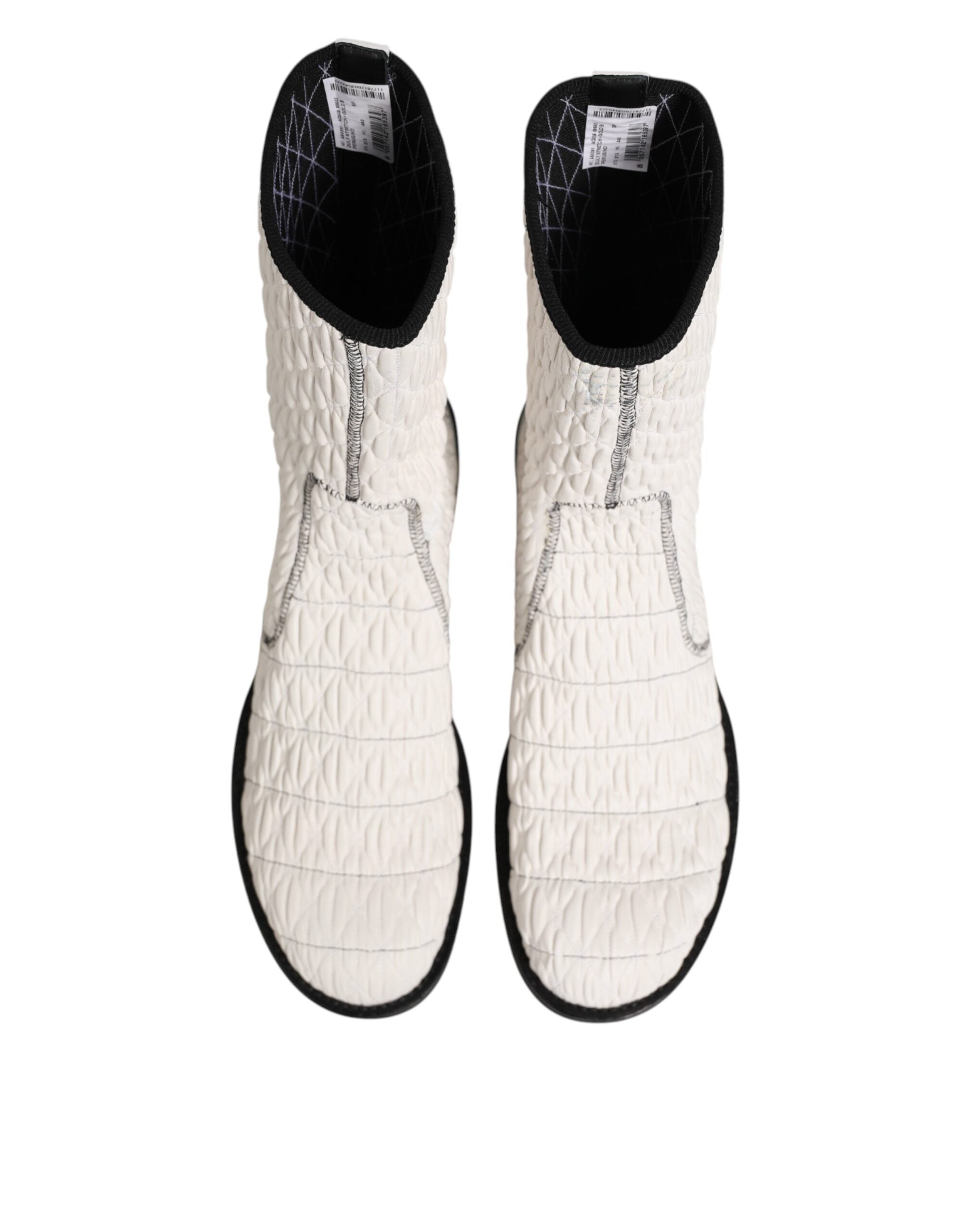 Dolce & Gabbana White Lambskin Leather Mid Calf Boots Men's Shoes (Pre-Owned)