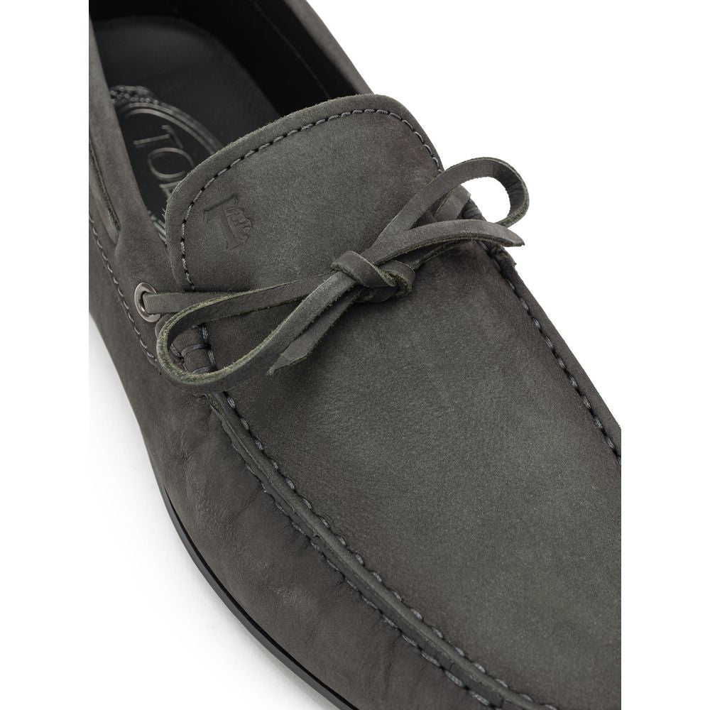 Tod's Gray Nubuc Leather Men's Moccassin