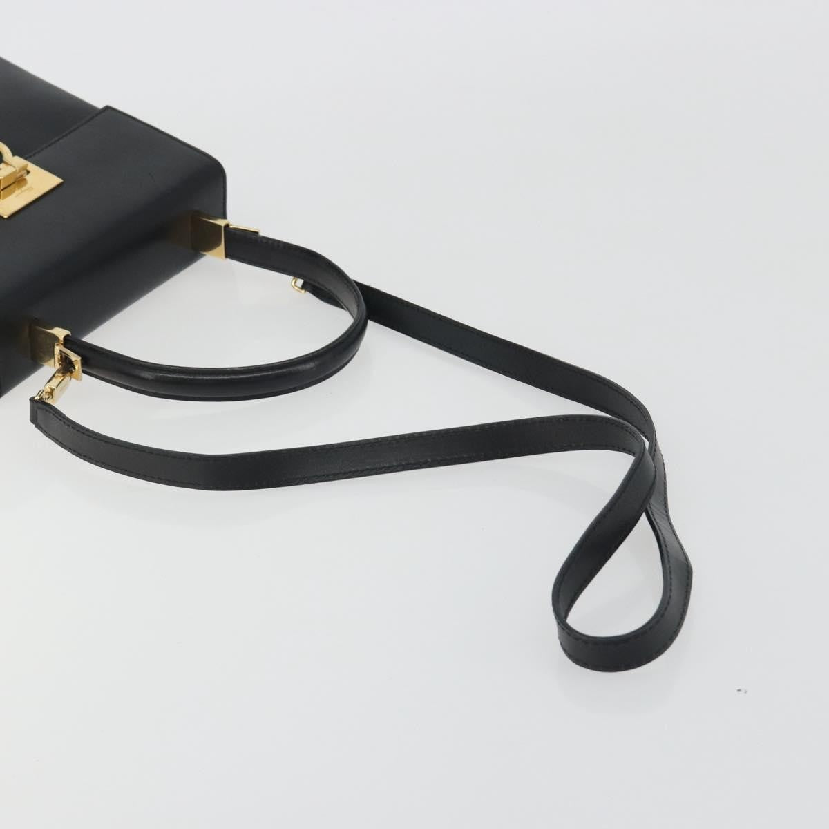 Salvatore Ferragamo Gancini Convertible Top Handle Leather Black Leather Handbag (Pre-Owned)