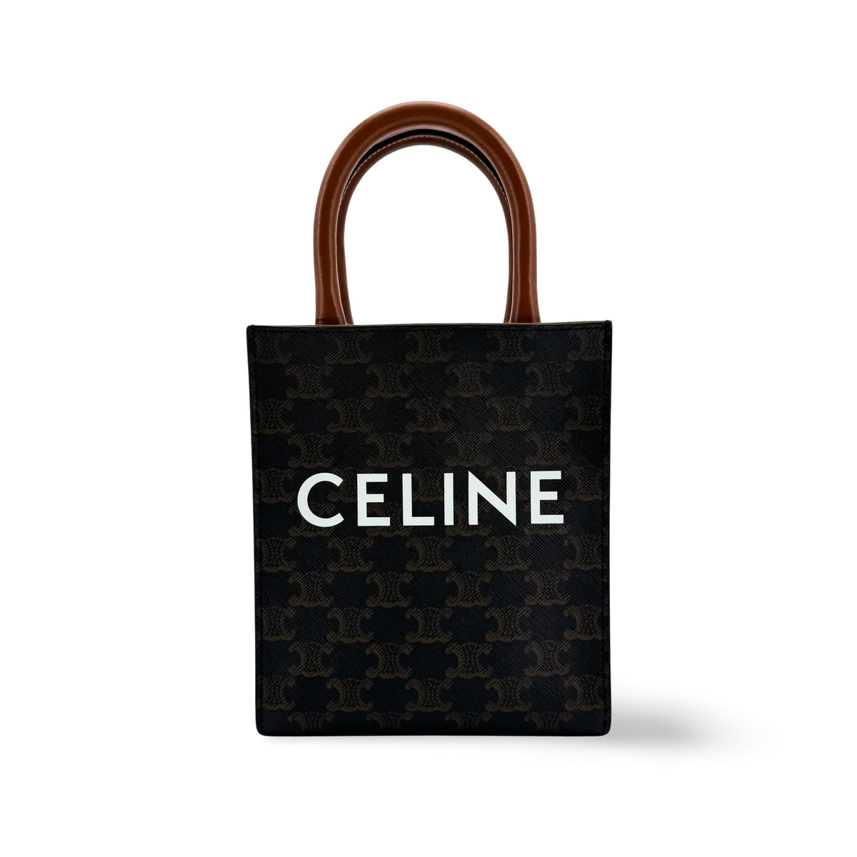 Celine Vertical Cabas Triomphe Coated Canvas Brown Canvas Tote Bag Bag (Pre-Owned)