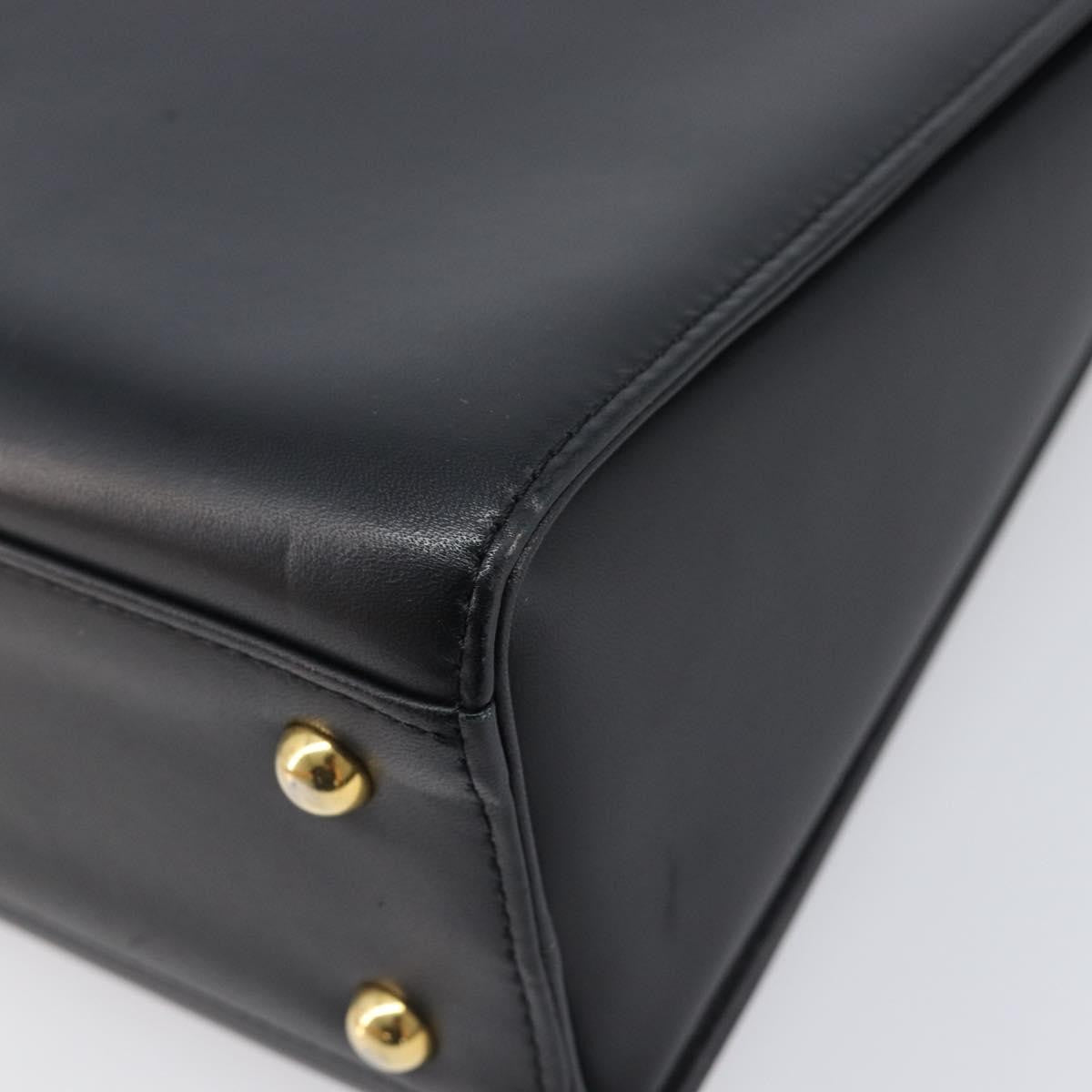 Valentino Garavani Top Handle Flap Leather Black Leather Handbag (Pre-Owned)