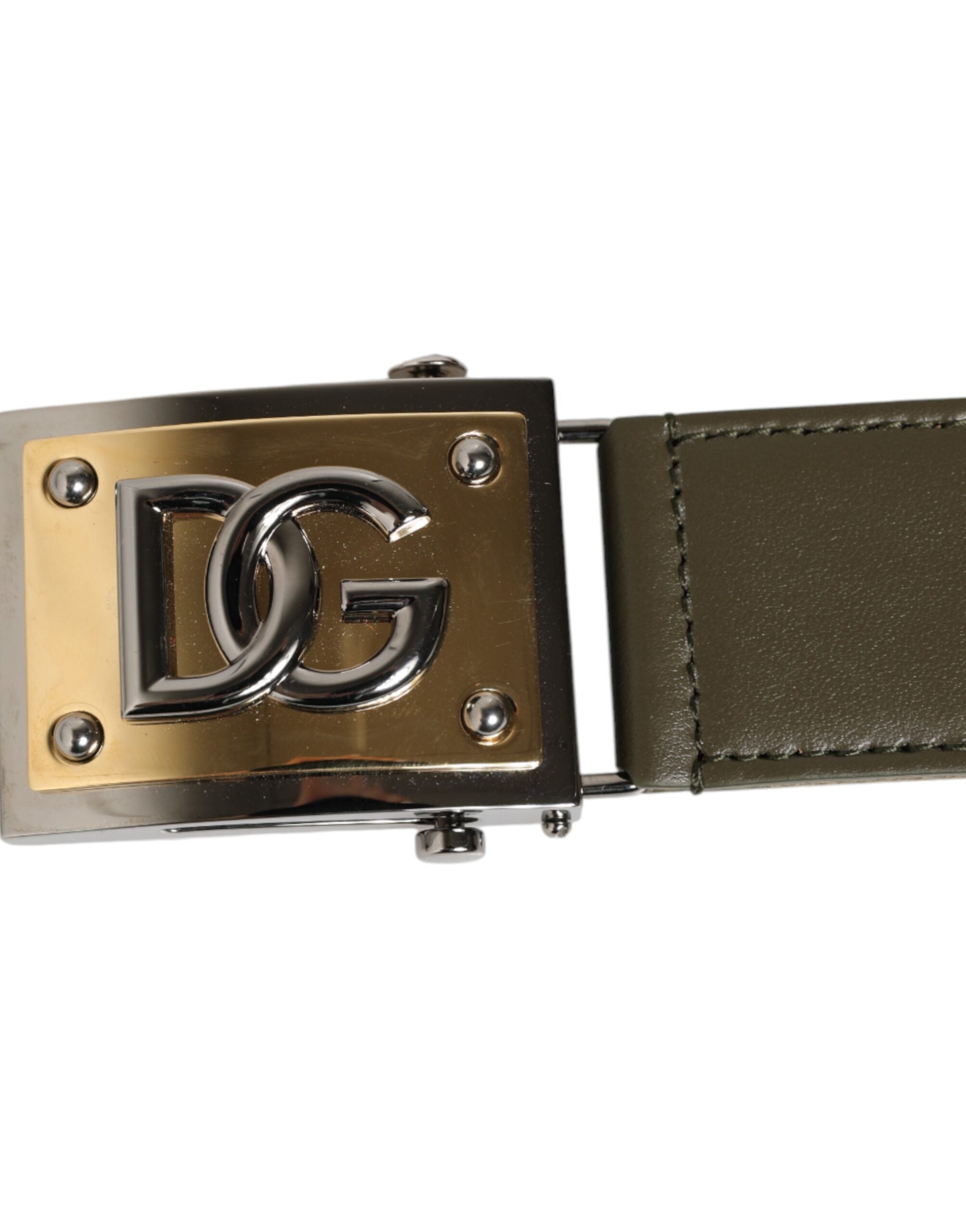 Dolce & Gabbana Military Green Nylon Logo Metal Buckle Men's Belt (Pre-Owned)