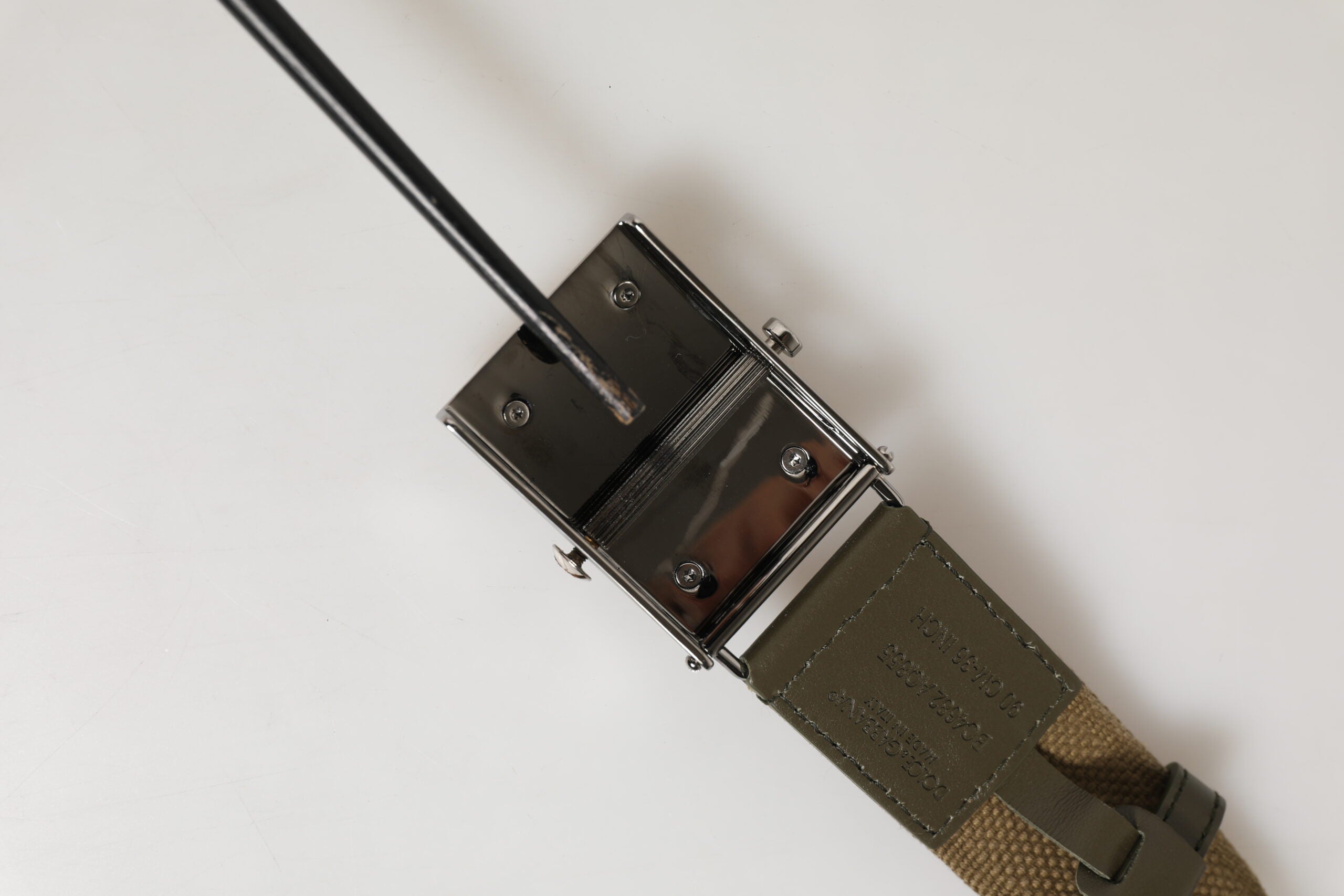 Dolce & Gabbana Military Green Nylon Logo Metal Buckle Men's Belt (Pre-Owned)