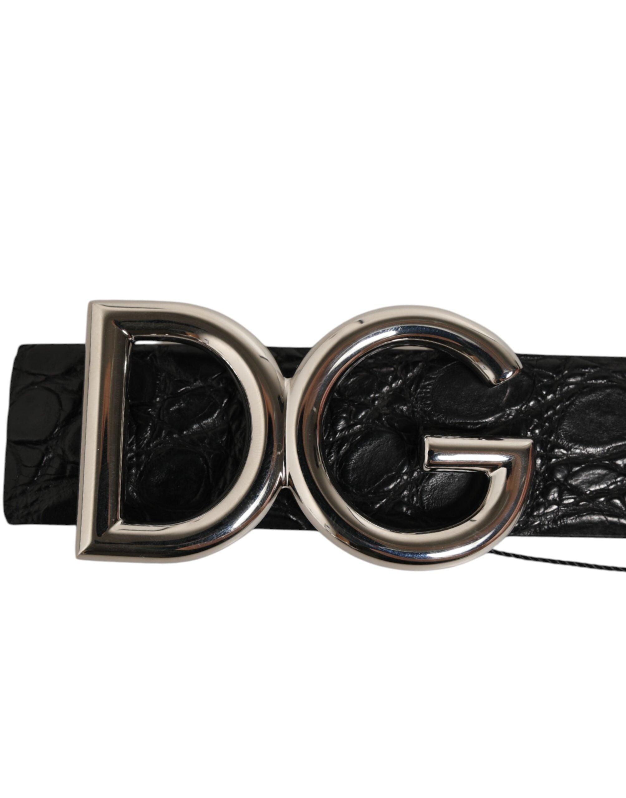 Dolce & Gabbana Black Exotic Leather DG Logo Buckle Men's Belt