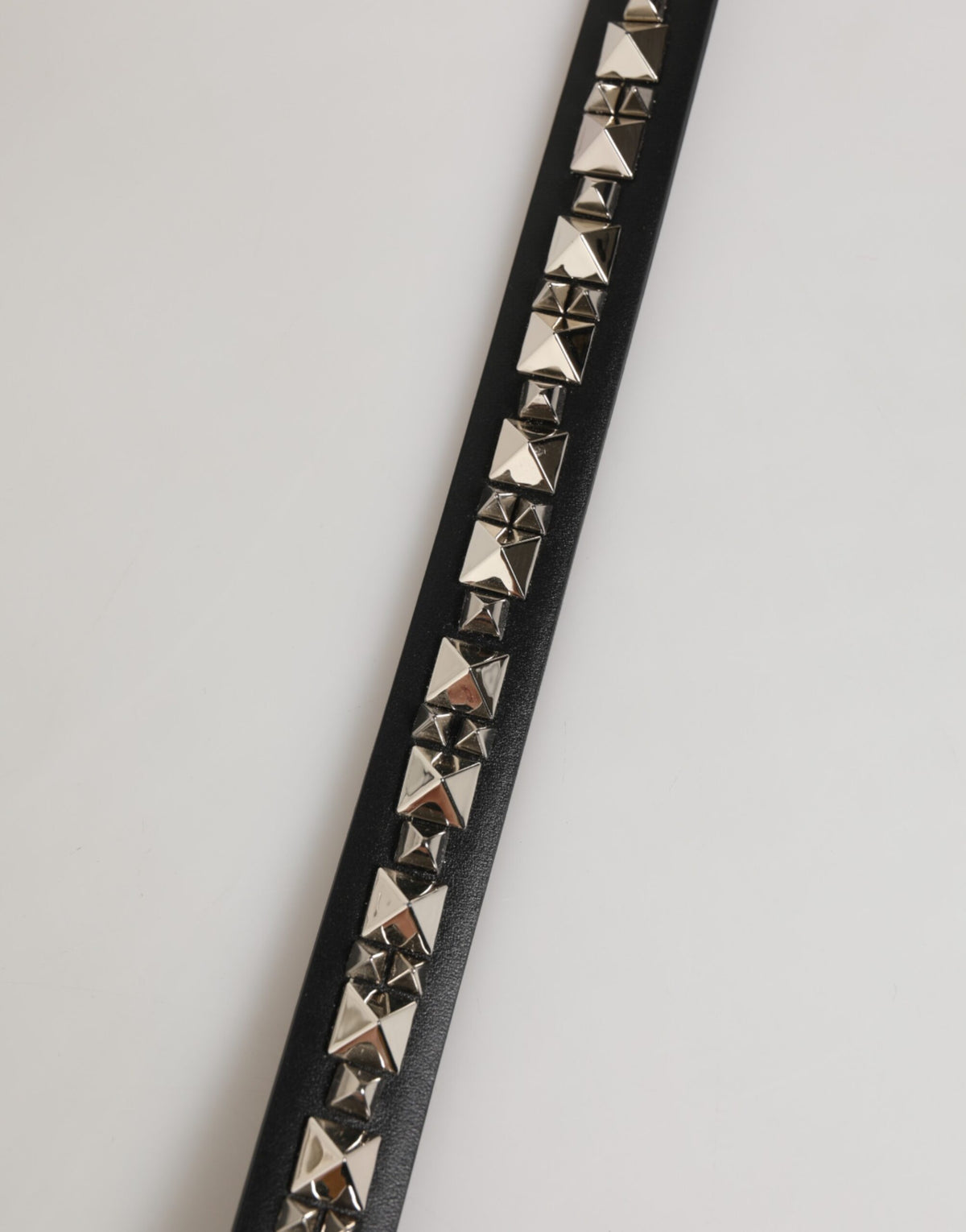 Dolce & Gabbana Black Leather Studded Silver-Tone Buckle Men's Belt