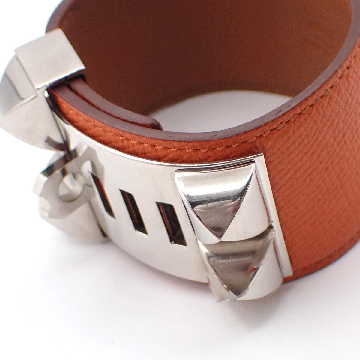 Hermes Collier De Chien Leather Orange Leather Bracelet Jewelry (Pre-Owned)