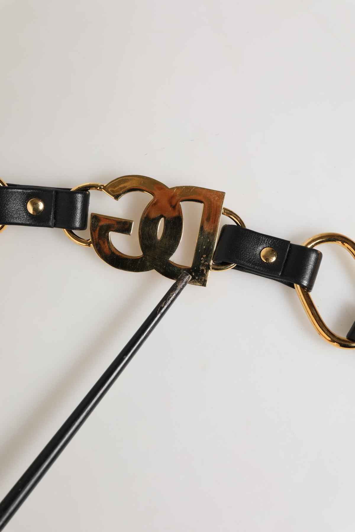 Dolce & Gabbana Black Leather Gold Chain Bag Accessory Shoulder Women's Strap (Pre-Owned)