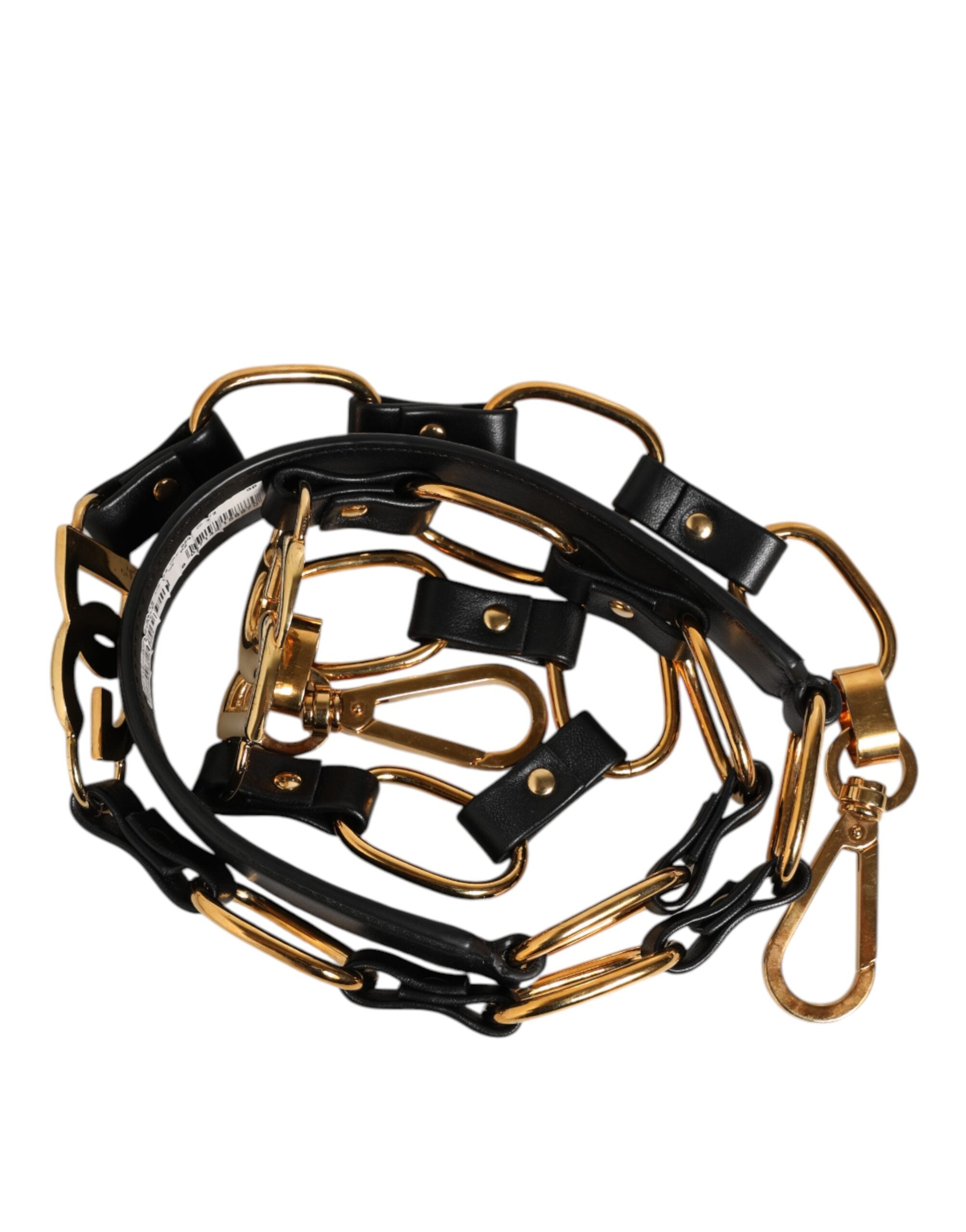 Dolce & Gabbana Black Leather Gold Chain Bag Accessory Shoulder Women's Strap (Pre-Owned)