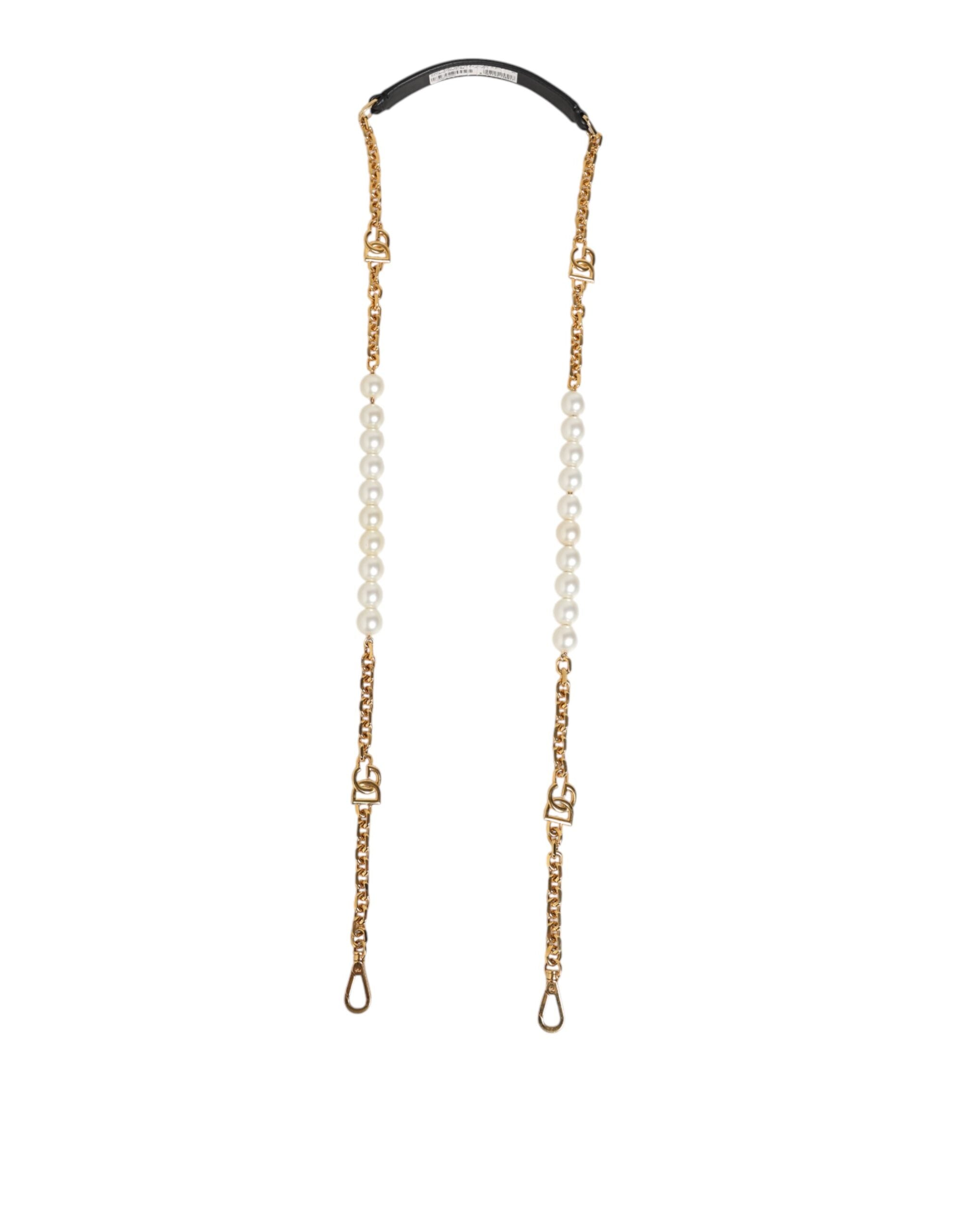 Dolce & Gabbana Black Leather Gold Chain Bag Accessory Shoulder Women's Strap