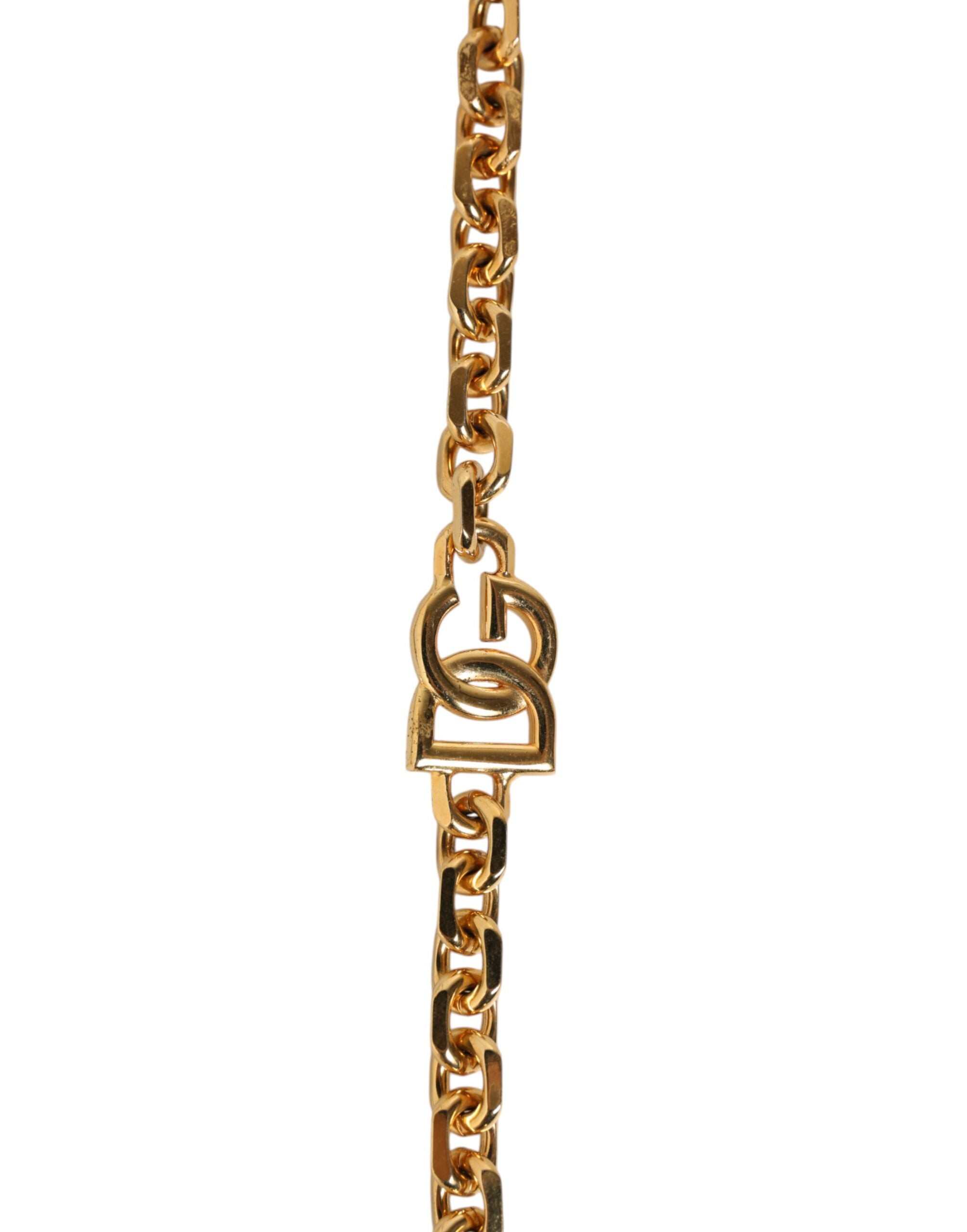 Dolce & Gabbana Black Leather Gold Chain Bag Accessory Shoulder Women's Strap