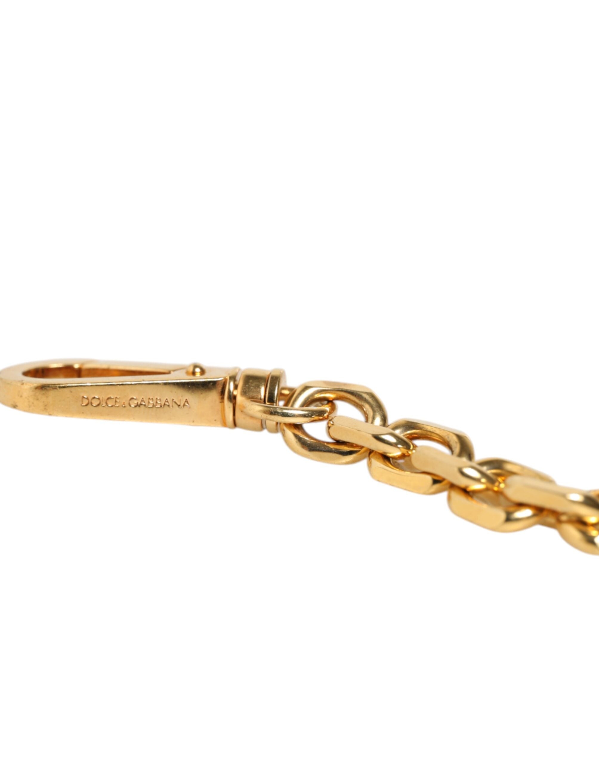 Dolce & Gabbana Black Leather Gold Chain Bag Accessory Shoulder Women's Strap