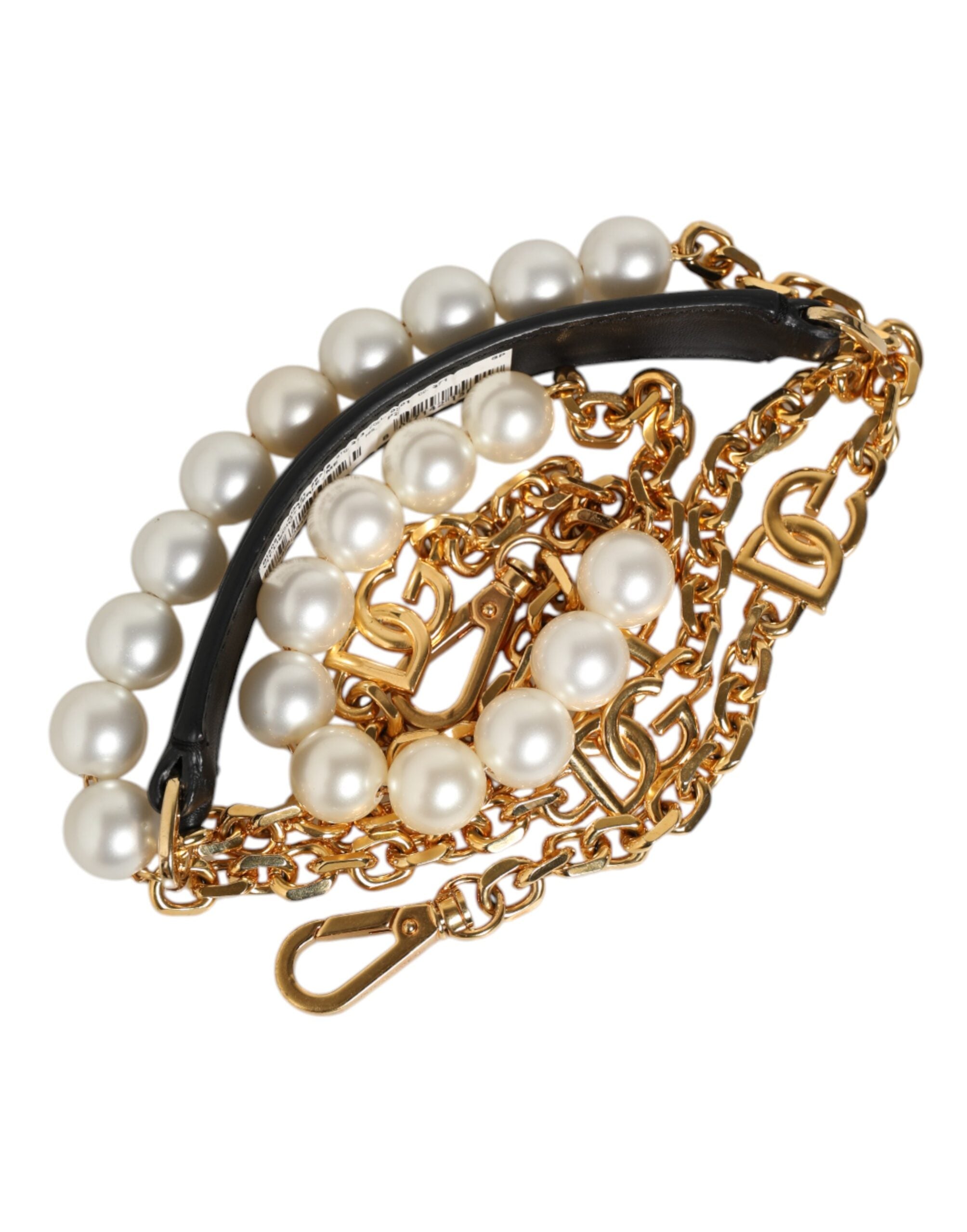 Dolce & Gabbana Black Leather Gold Chain Bag Accessory Shoulder Women's Strap