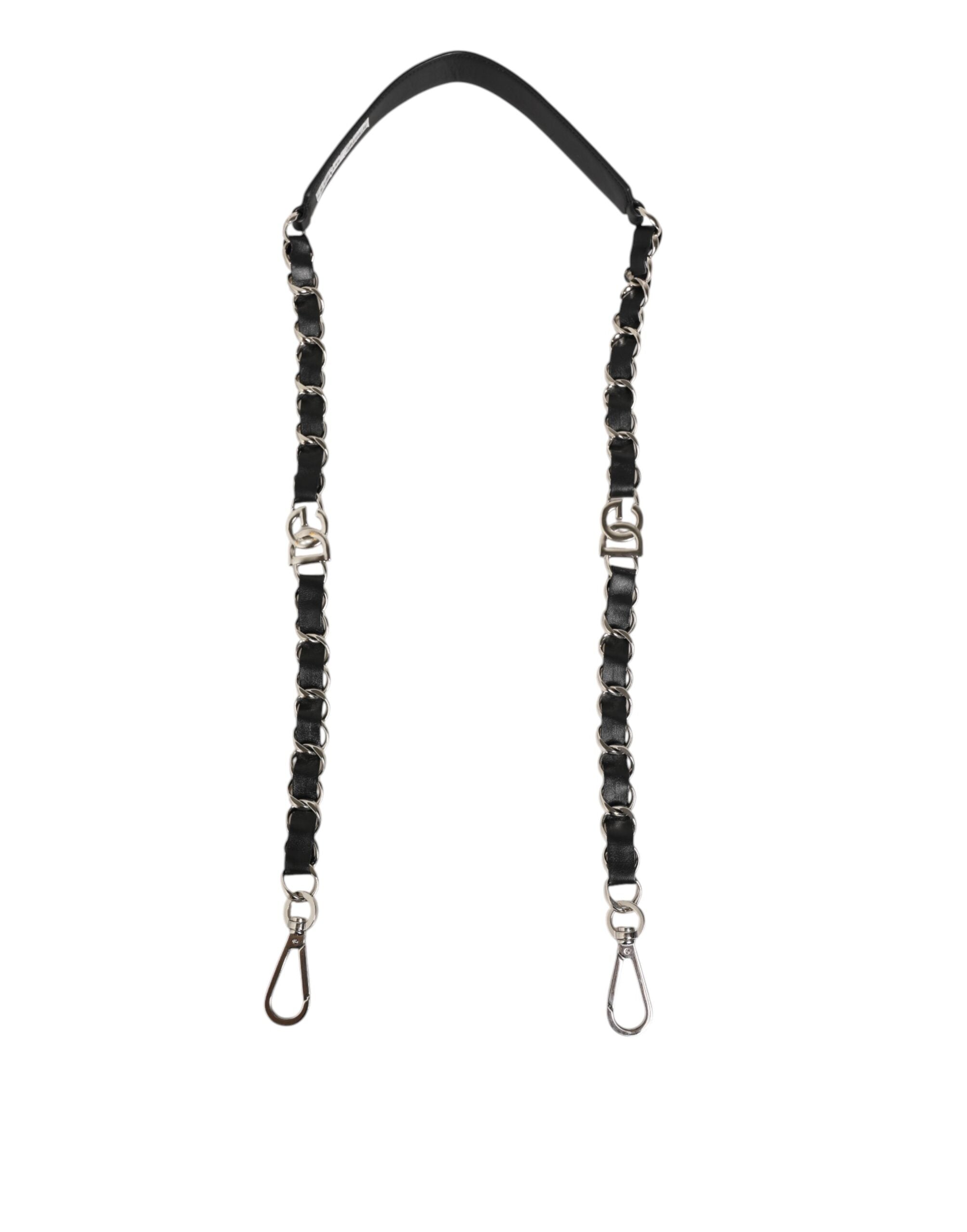 Dolce & Gabbana Black Leather Silver Chain Bag Accessory Shoulder Women's Strap (Pre-Owned)