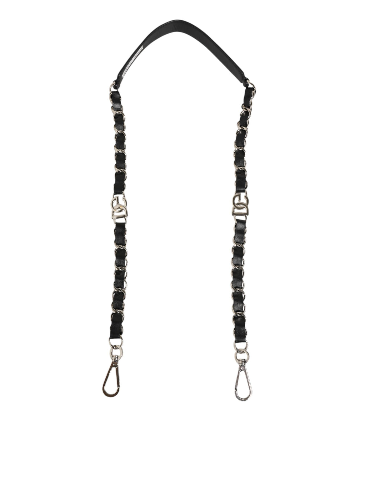 Dolce & Gabbana Black Leather Silver Chain Bag Accessory Shoulder Women's Strap (Pre-Owned)