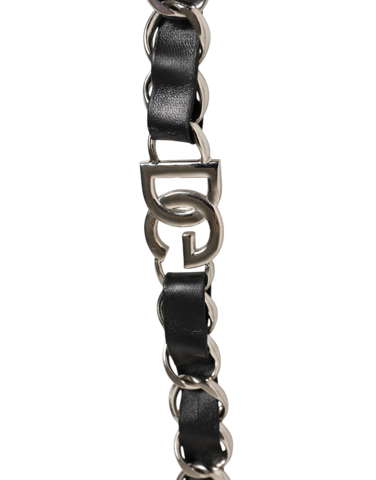 Dolce & Gabbana Black Leather Silver Chain Bag Accessory Shoulder Women's Strap (Pre-Owned)