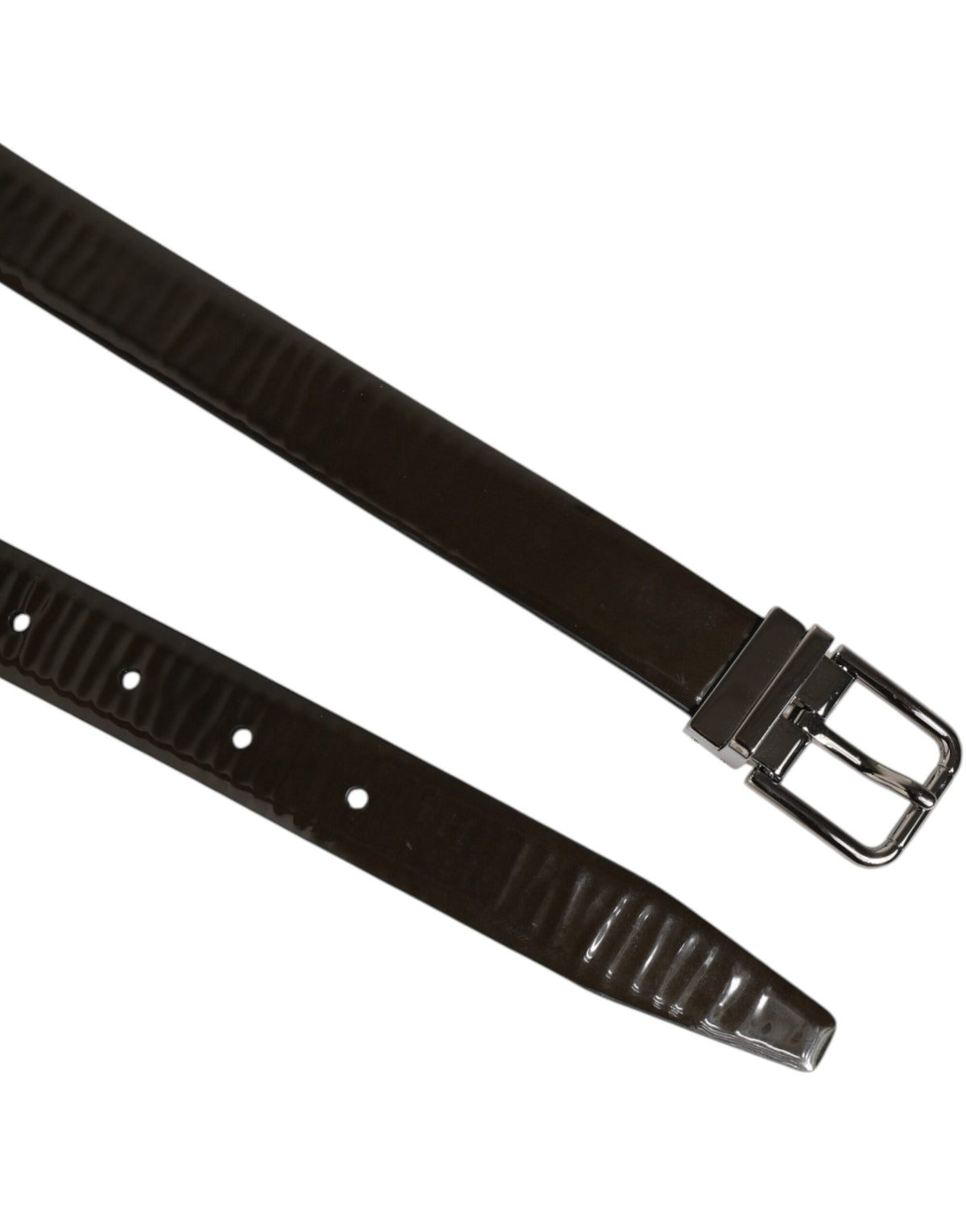 Dolce & Gabbana Brown Glossy Leather Classic Metal Buckle Men's Belt