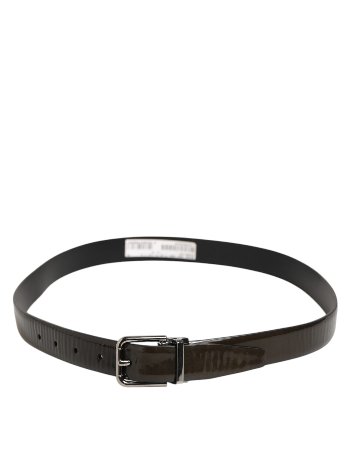 Dolce & Gabbana Brown Glossy Leather Classic Metal Buckle Men's Belt