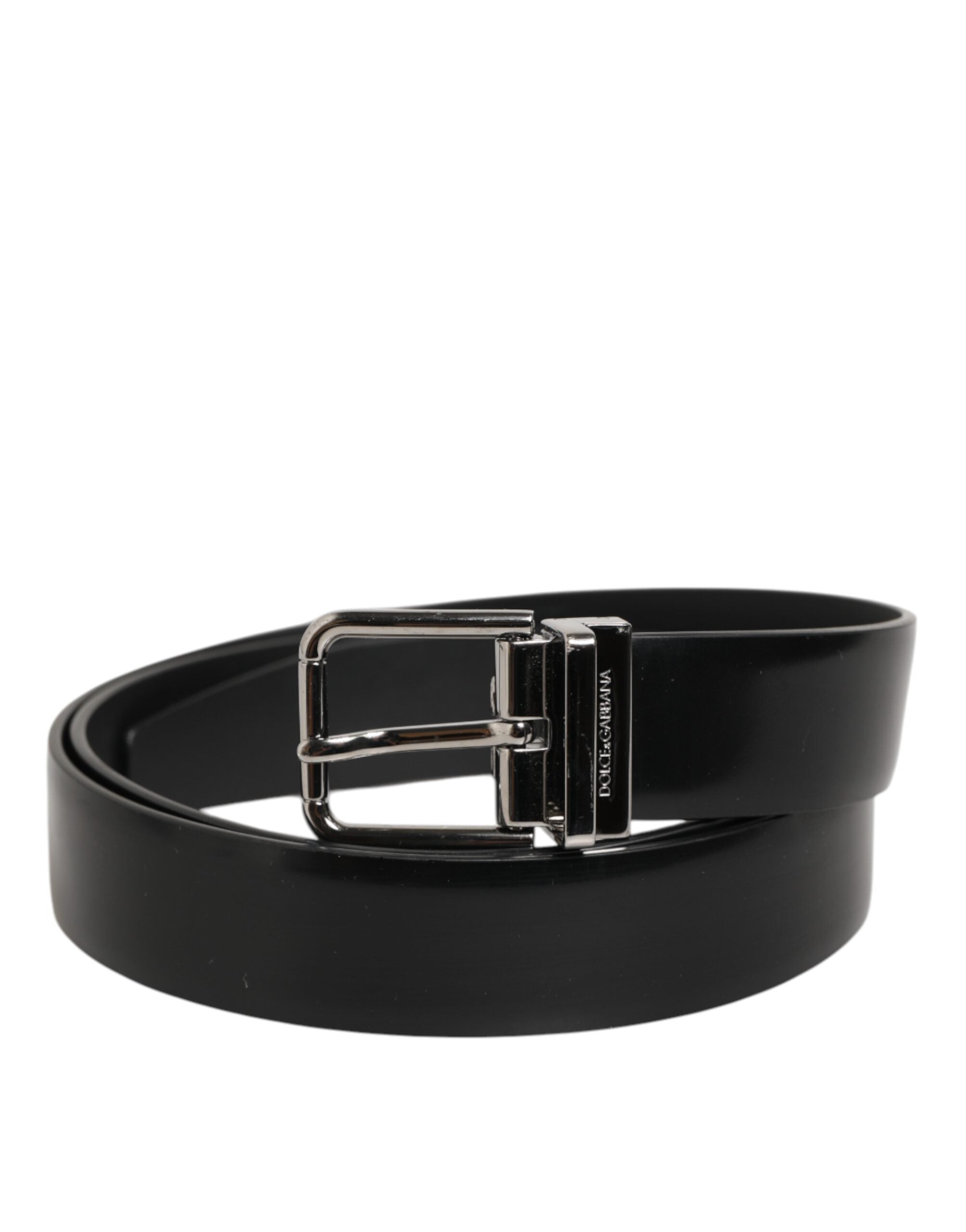 Dolce & Gabbana Black Leather Classic Metal Buckle Men Men's Belt (Pre-Owned)