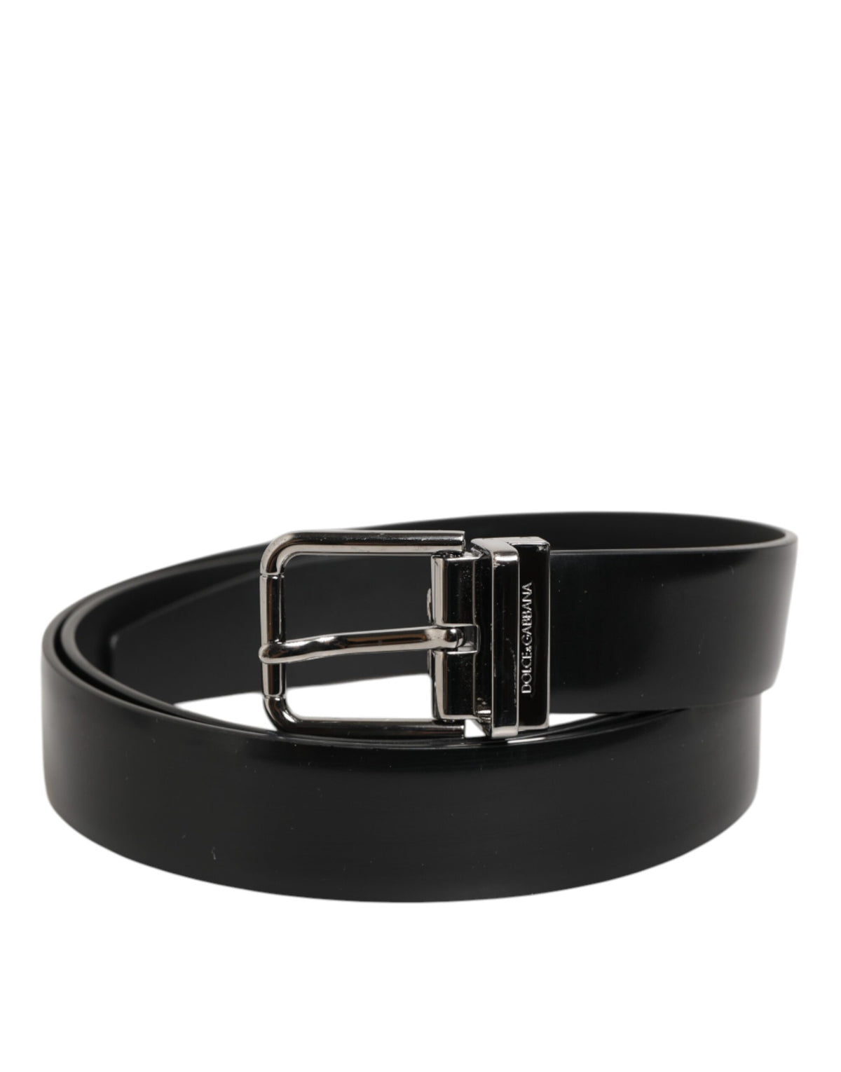 Dolce & Gabbana Black Leather Classic Metal Buckle Men Men's Belt (Pre-Owned)