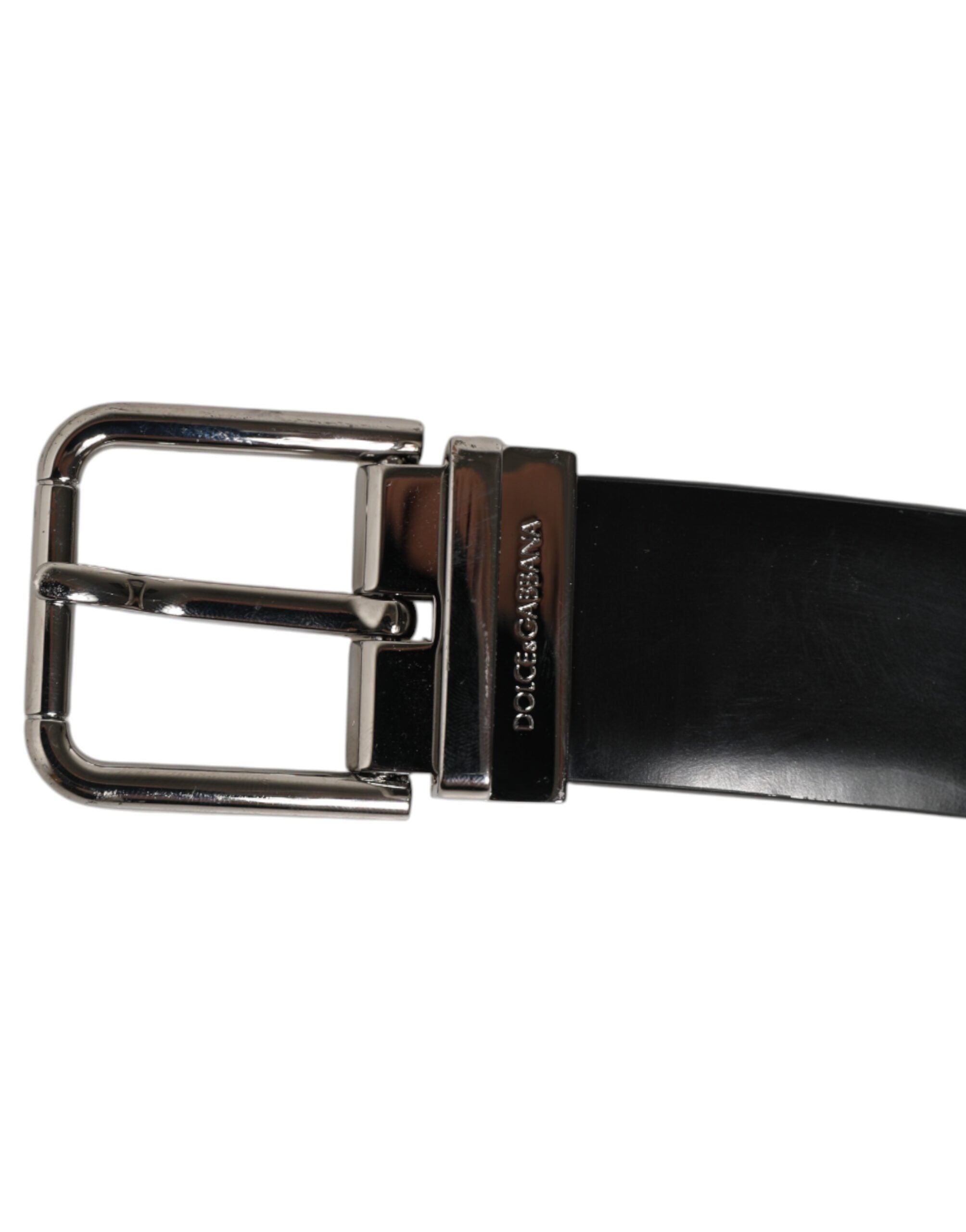 Dolce & Gabbana Black Leather Classic Metal Buckle Men Men's Belt (Pre-Owned)