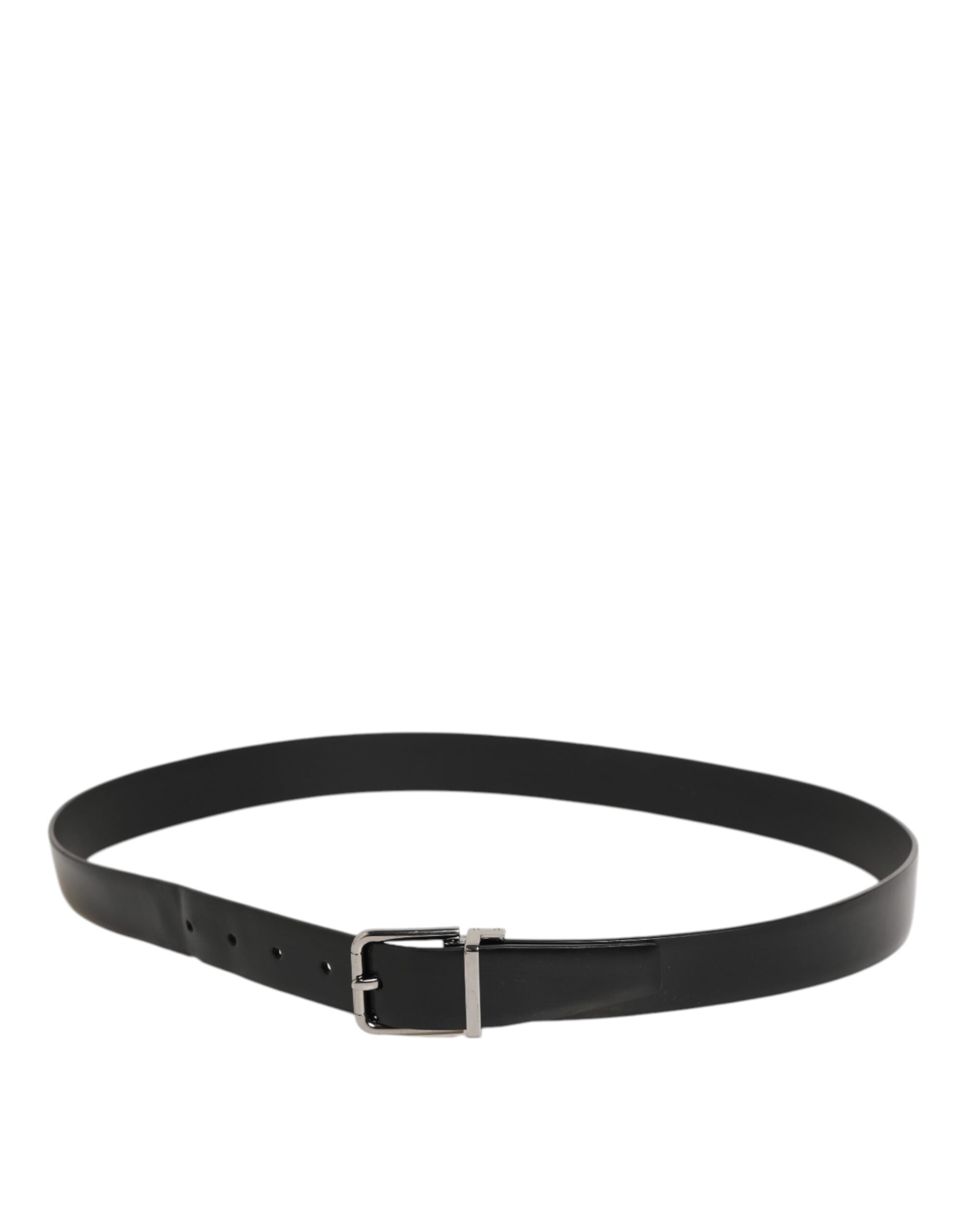 Dolce & Gabbana Black Leather Classic Metal Buckle Men Men's Belt (Pre-Owned)