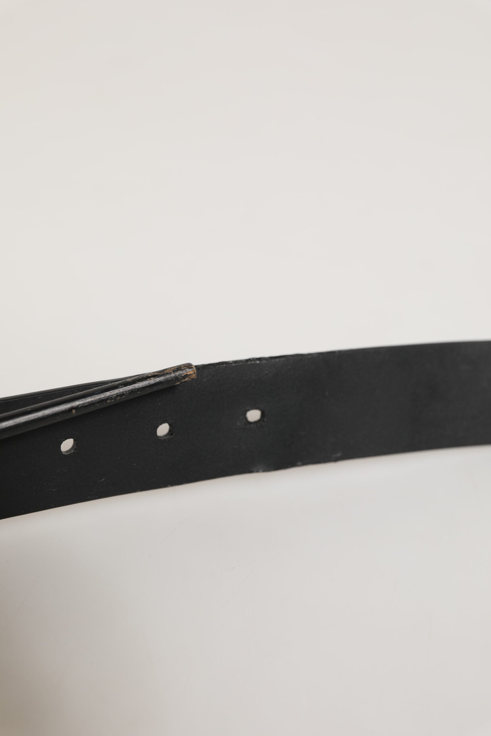 Dolce & Gabbana Black Leather Classic Metal Buckle Men Men's Belt (Pre-Owned)