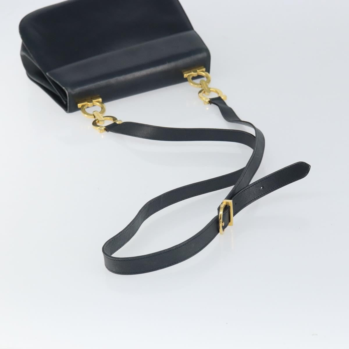 Salvatore Ferragamo Gancini Leather Navy Leather Shoulder Bag Bag (Pre-Owned)