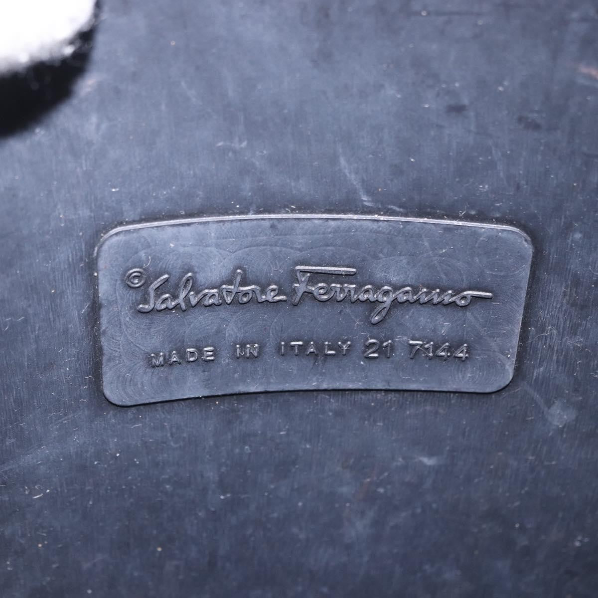 Salvatore Ferragamo Gancini Top Handle Leather Black Rubber Handbag (Pre-Owned)