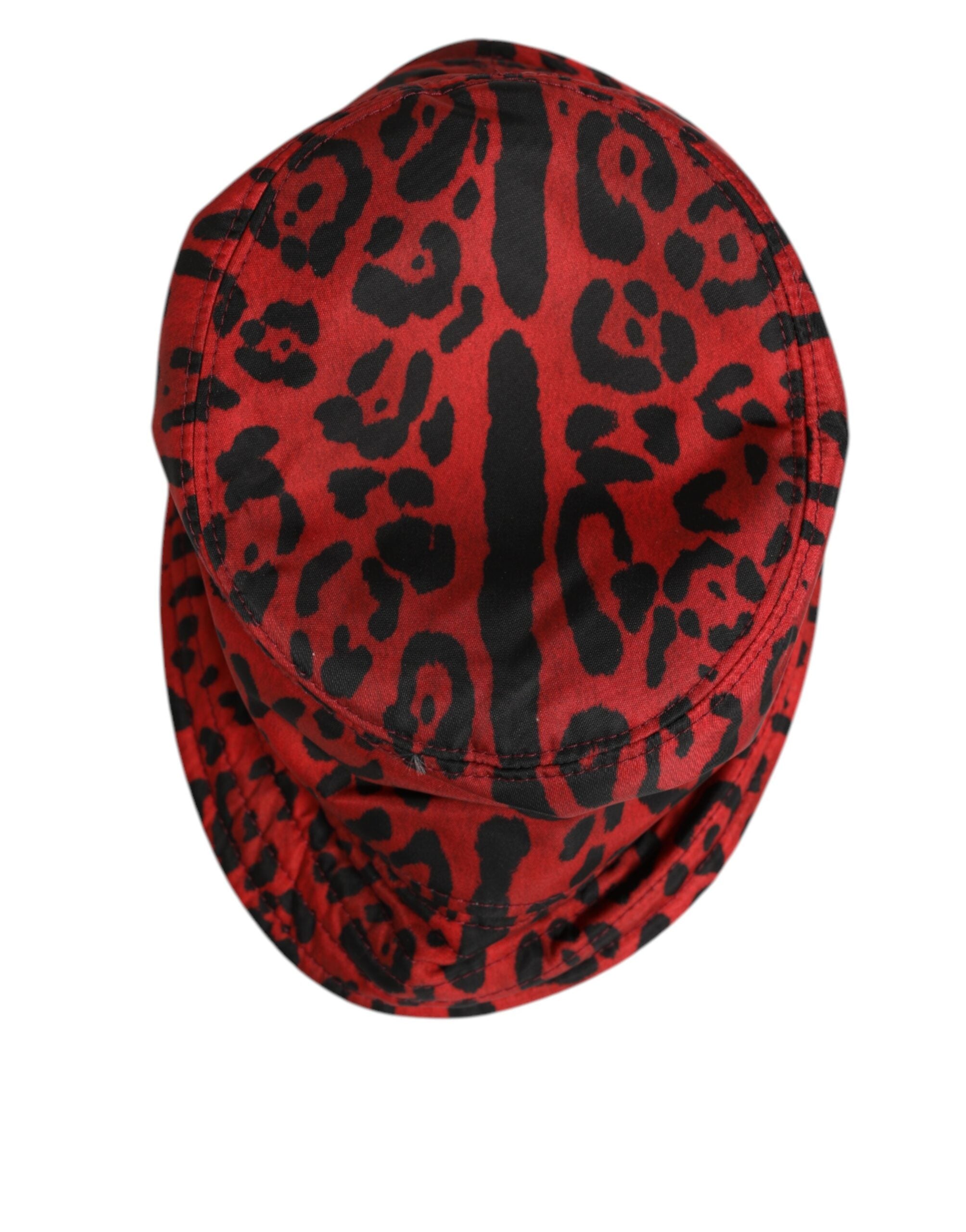 Dolce & Gabbana Red Black Nylon Leopard Print Bucket Men Cap Men's Hat