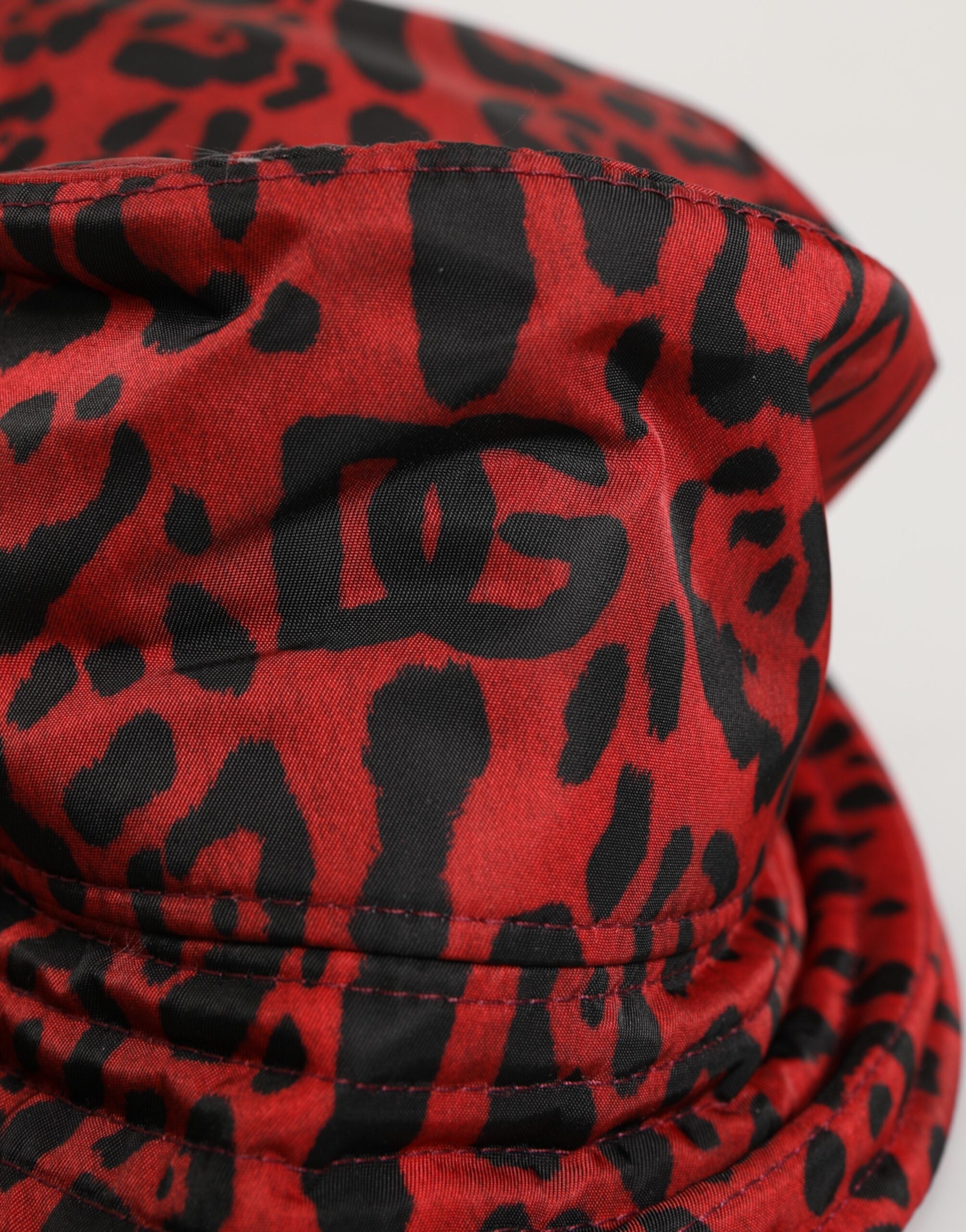 Dolce & Gabbana Red Black Nylon Leopard Print Bucket Men Cap Men's Hat