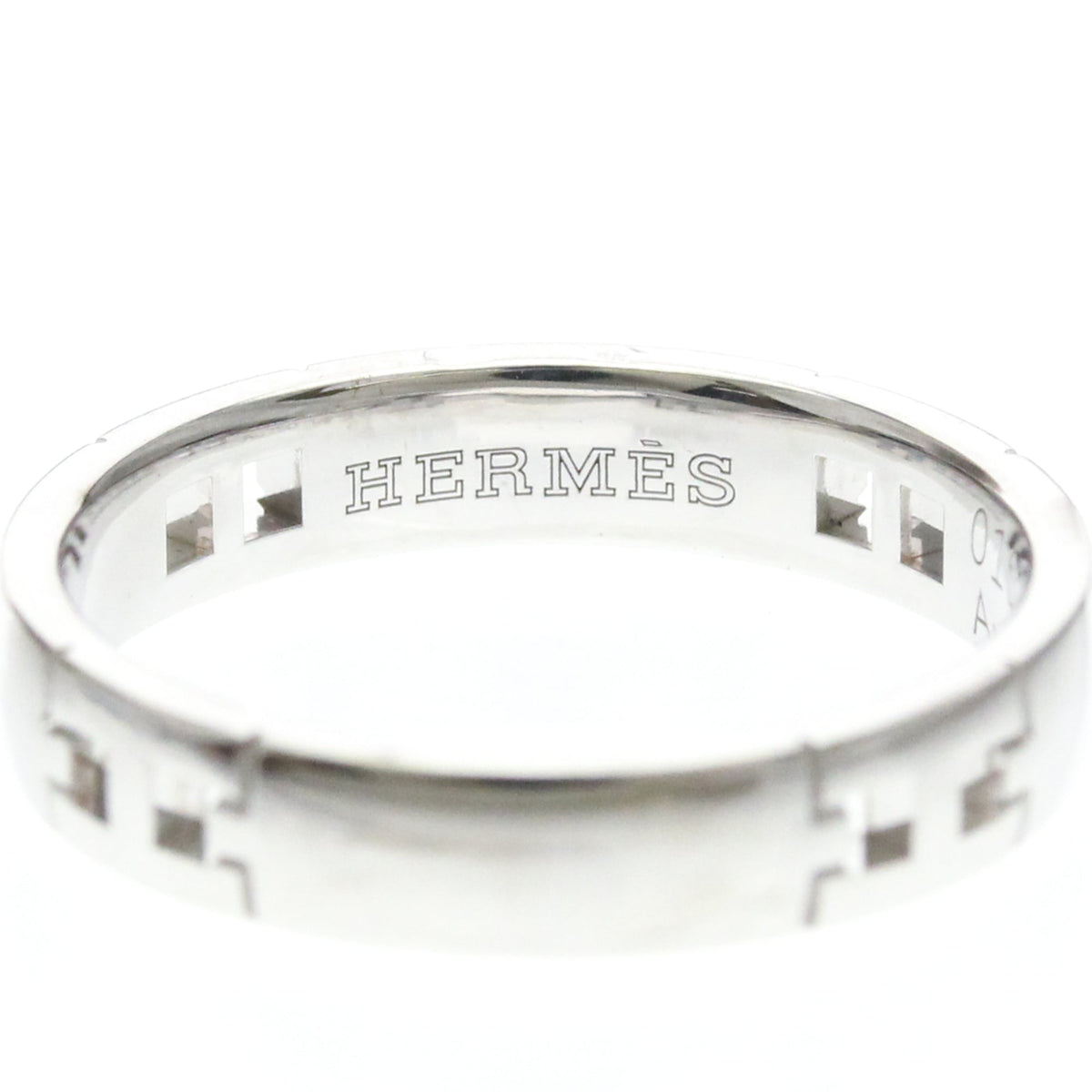 Hermes Hercules 18K White Gold Silver White_Gold Ring Jewelry (Pre-Owned)