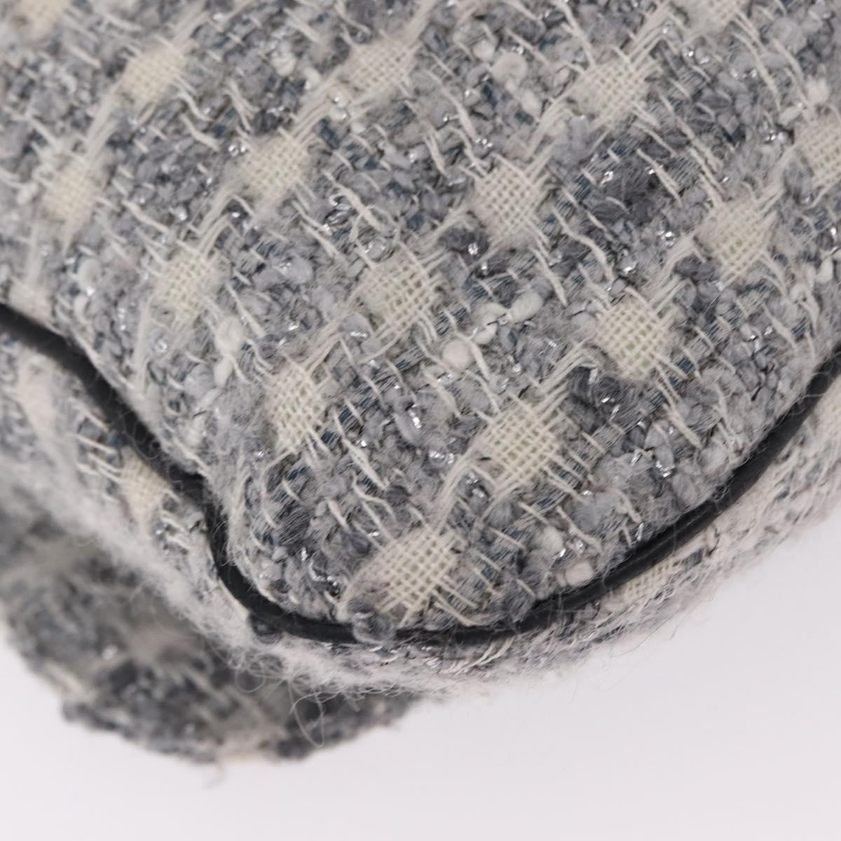 Chanel Camellia Messenger Tweed Gray Cotton Handbag (Pre-Owned)