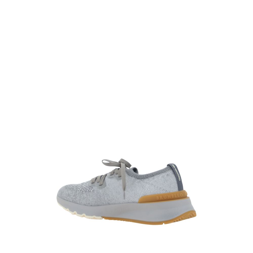 Brunello Cucinelli Gray Cotton Athletic Men's Sneakers