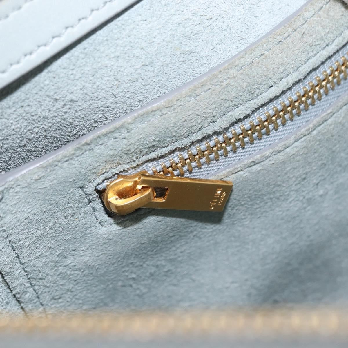 Celine Tri-Fold Clutch On Chain Smooth Leather Gray Leather Clutche & Pouche Bag (Pre-Owned)