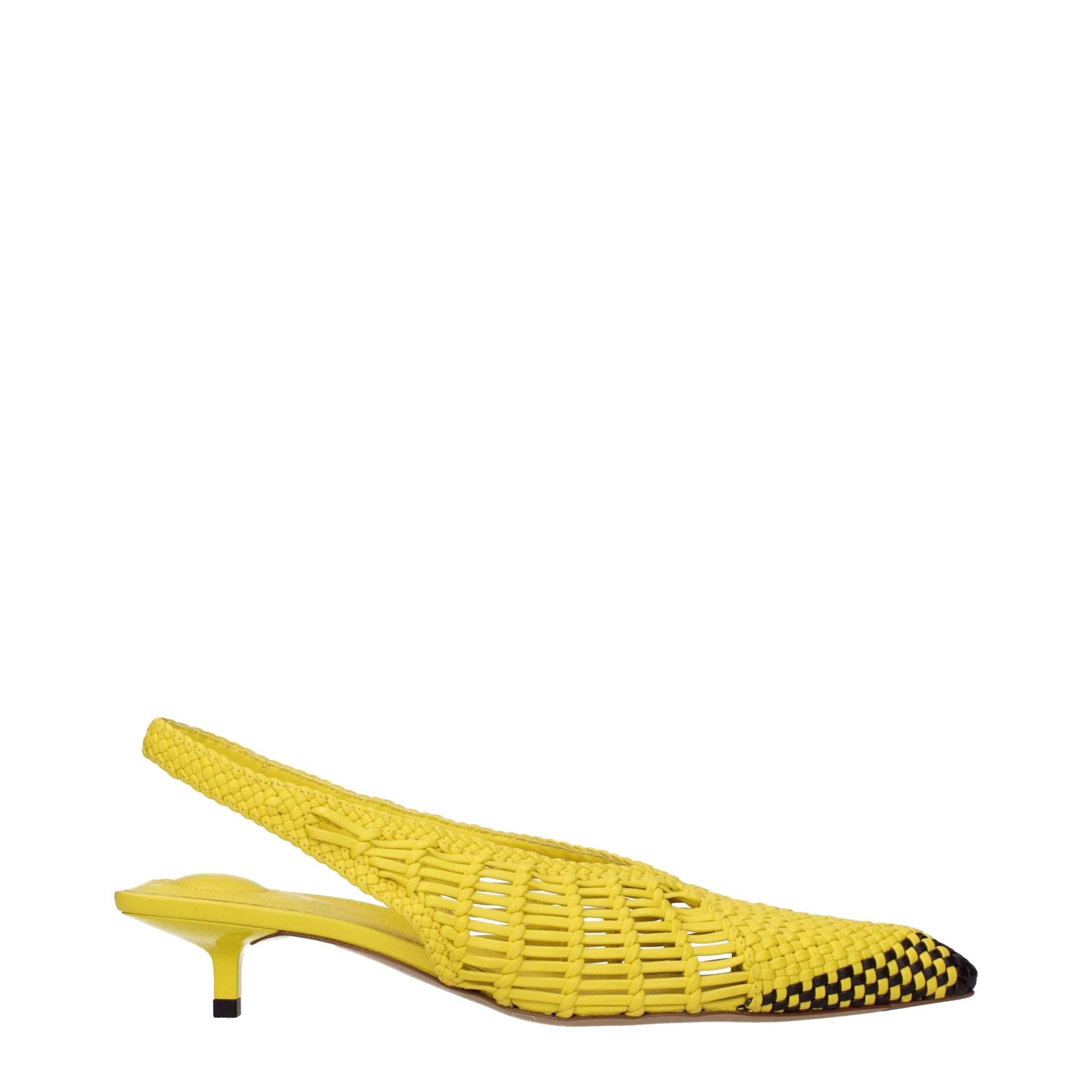 Jacquemus Yellow Leather Flat Women's Sandals