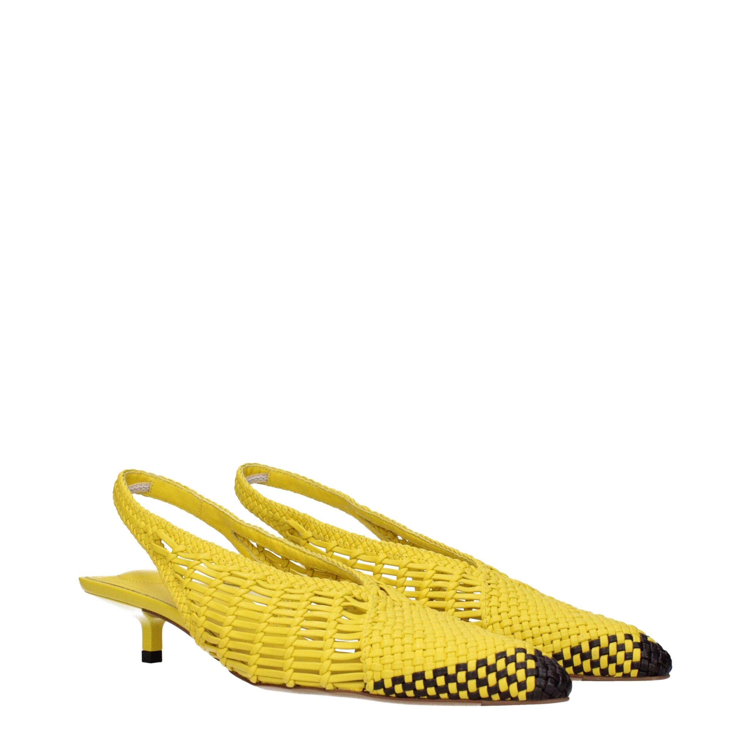 Jacquemus Yellow Leather Flat Women's Sandals
