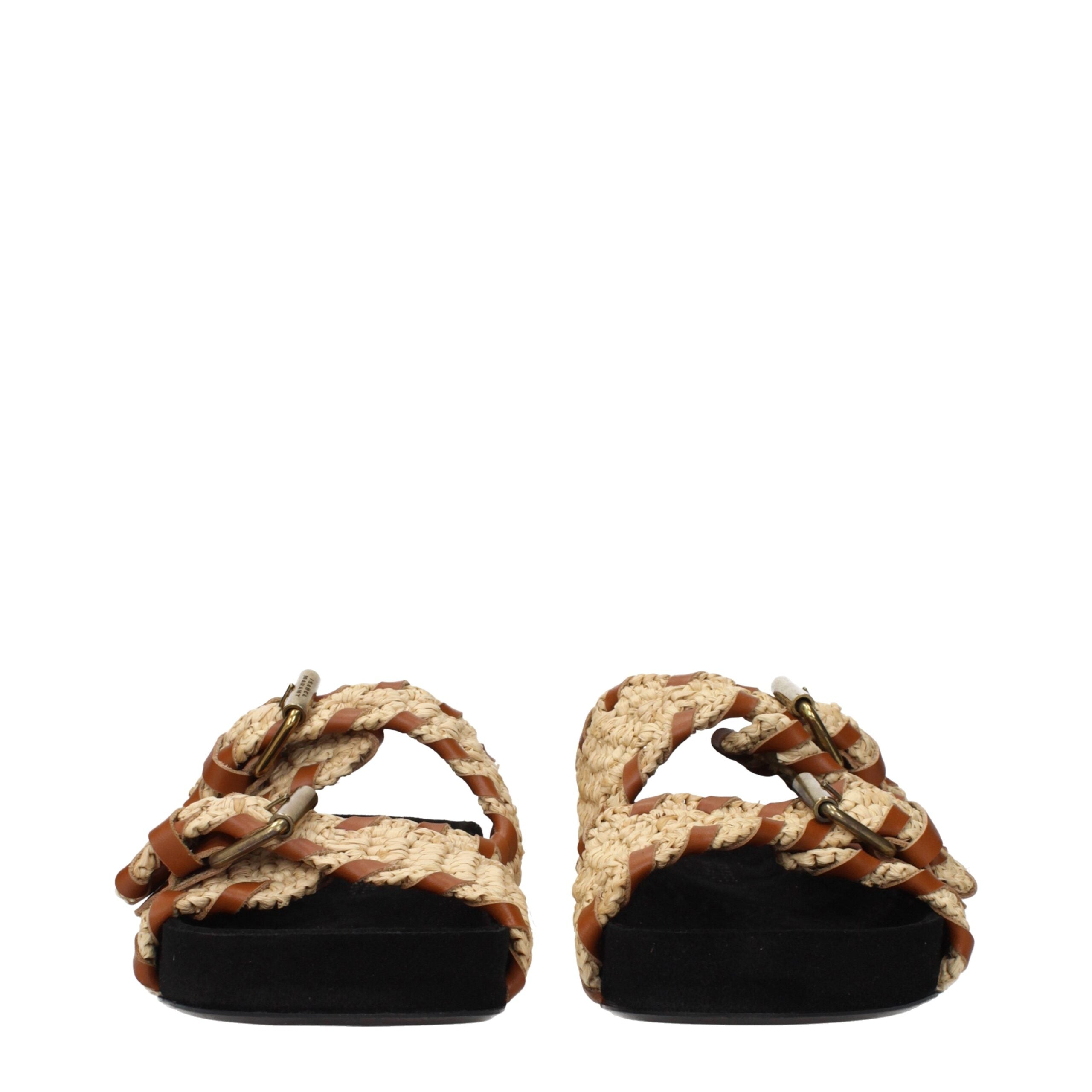 Isabel Marant Beige Raffia Women's Slippers