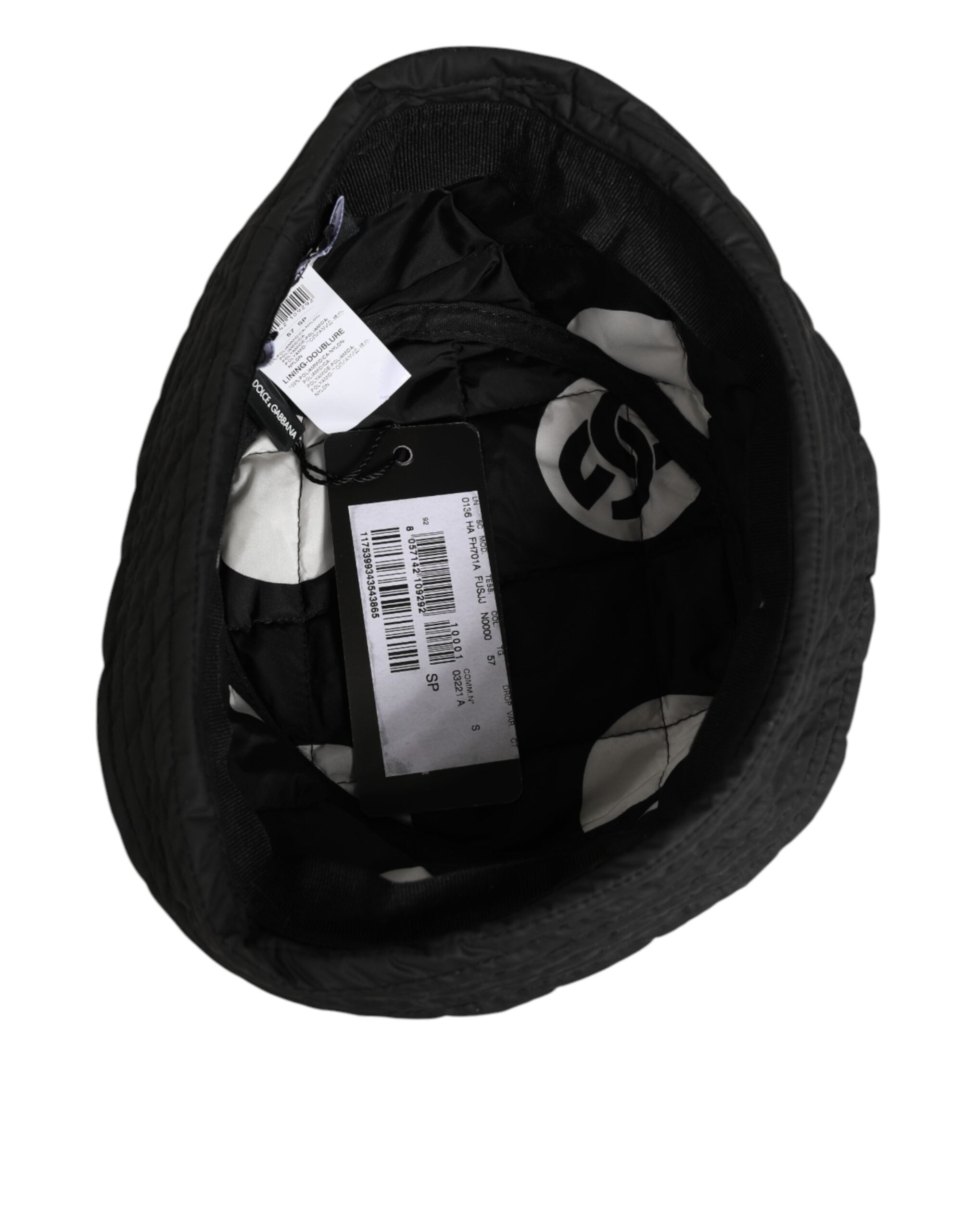 Dolce & Gabbana Black Nylon Quilted Bucket Men Capello Men's Hat