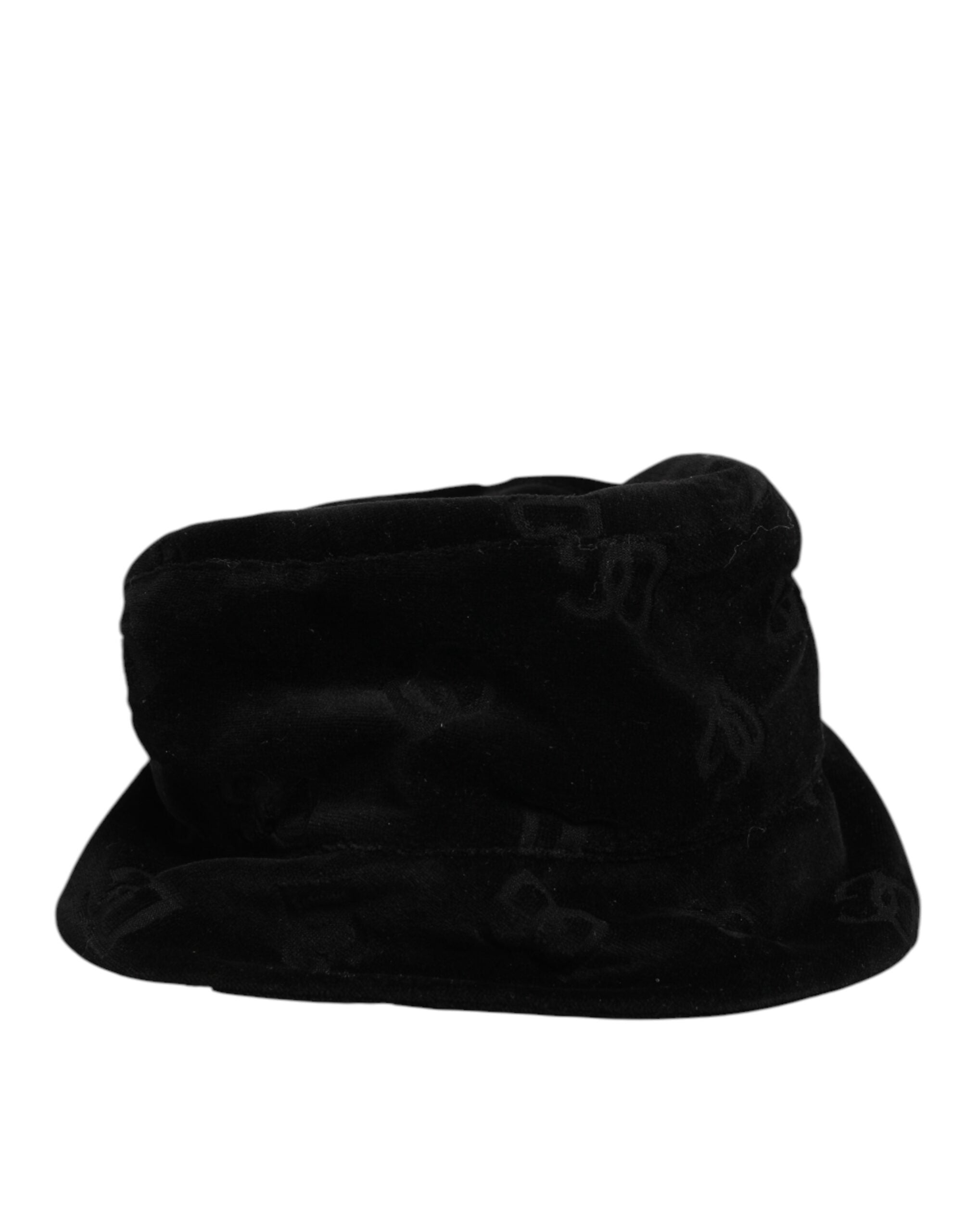 Dolce & Gabbana Black Cotton Suede Bucket Logo Capello Men's Hat