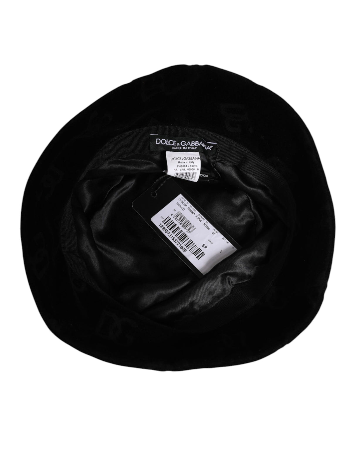Dolce & Gabbana Black Cotton Suede Bucket Logo Capello Men's Hat