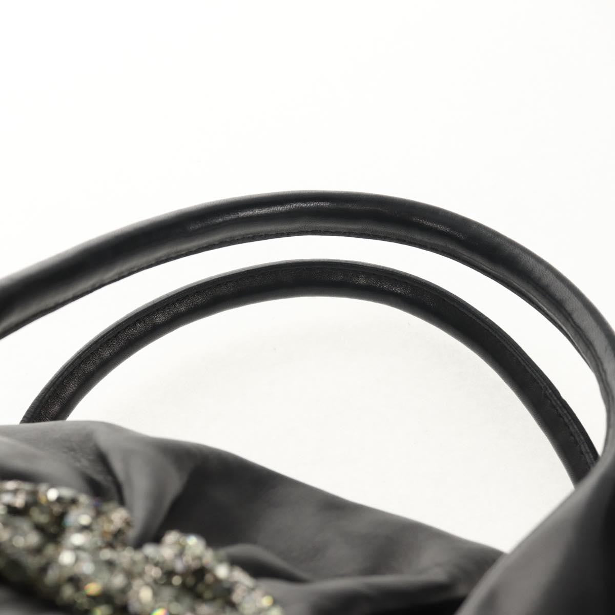 Valentino Garavani Histoire Tote Leather And Strass Black Leather Shoulder Bag Bag (Pre-Owned)