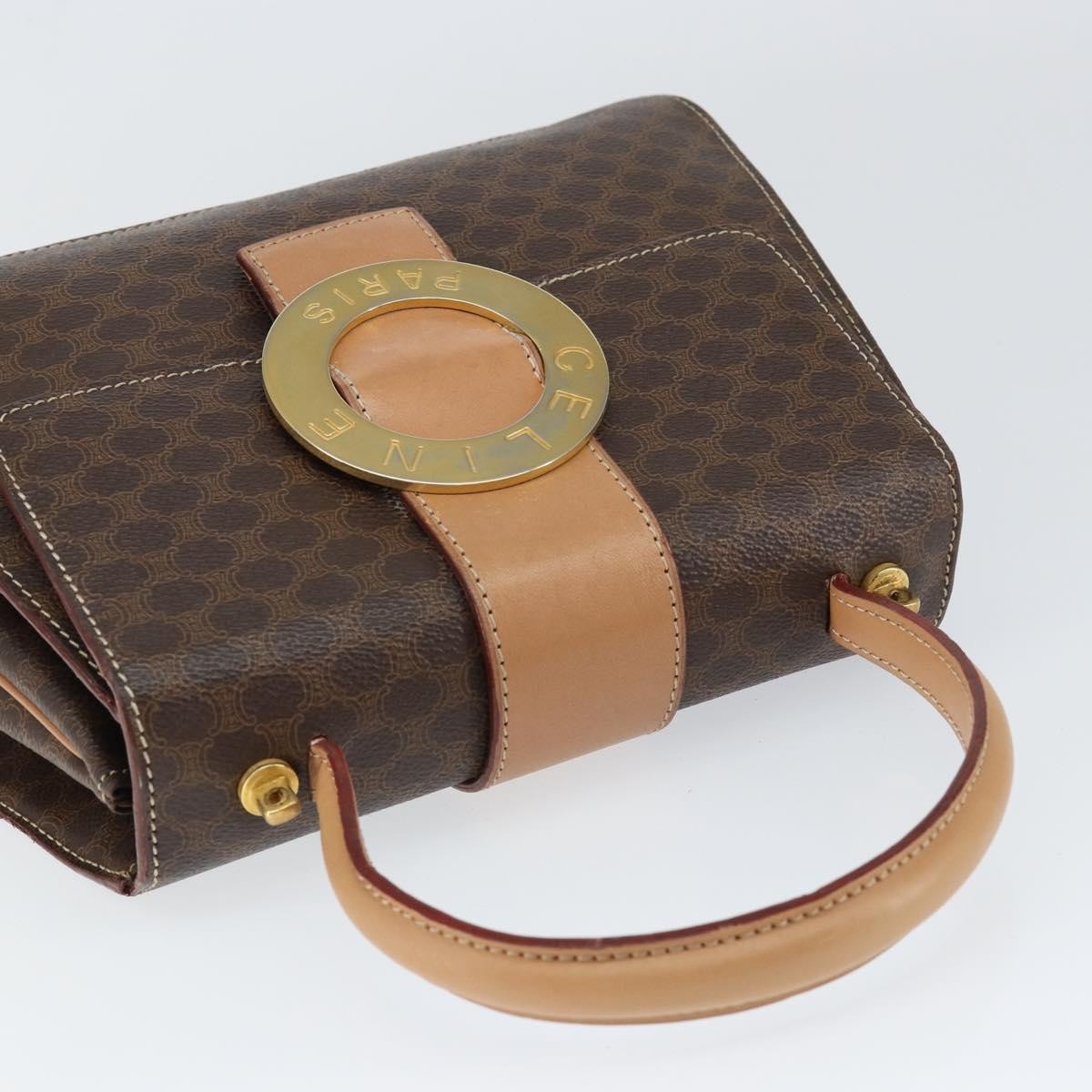 Celine Vintage Macadam Canvas Brown Pvc Handbag (Pre-Owned)