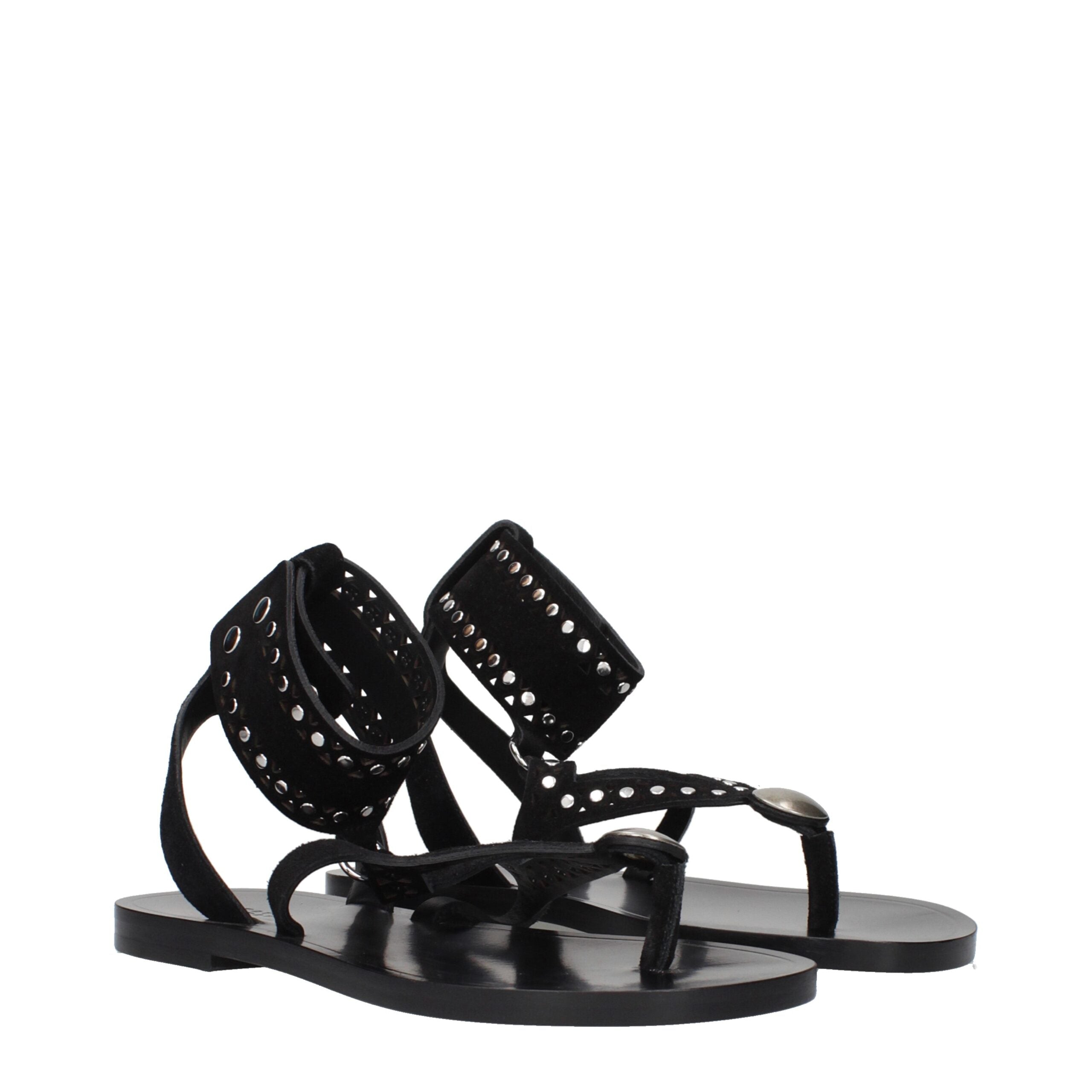 Isabel Marant Black Leather Flip-Flop Women's Sandals