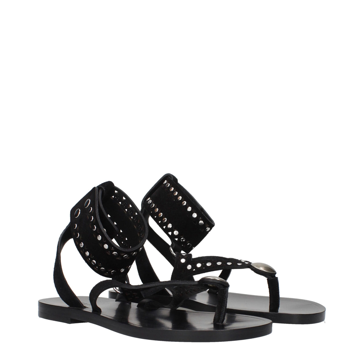 Isabel Marant Black Leather Flip-Flop Women's Sandals