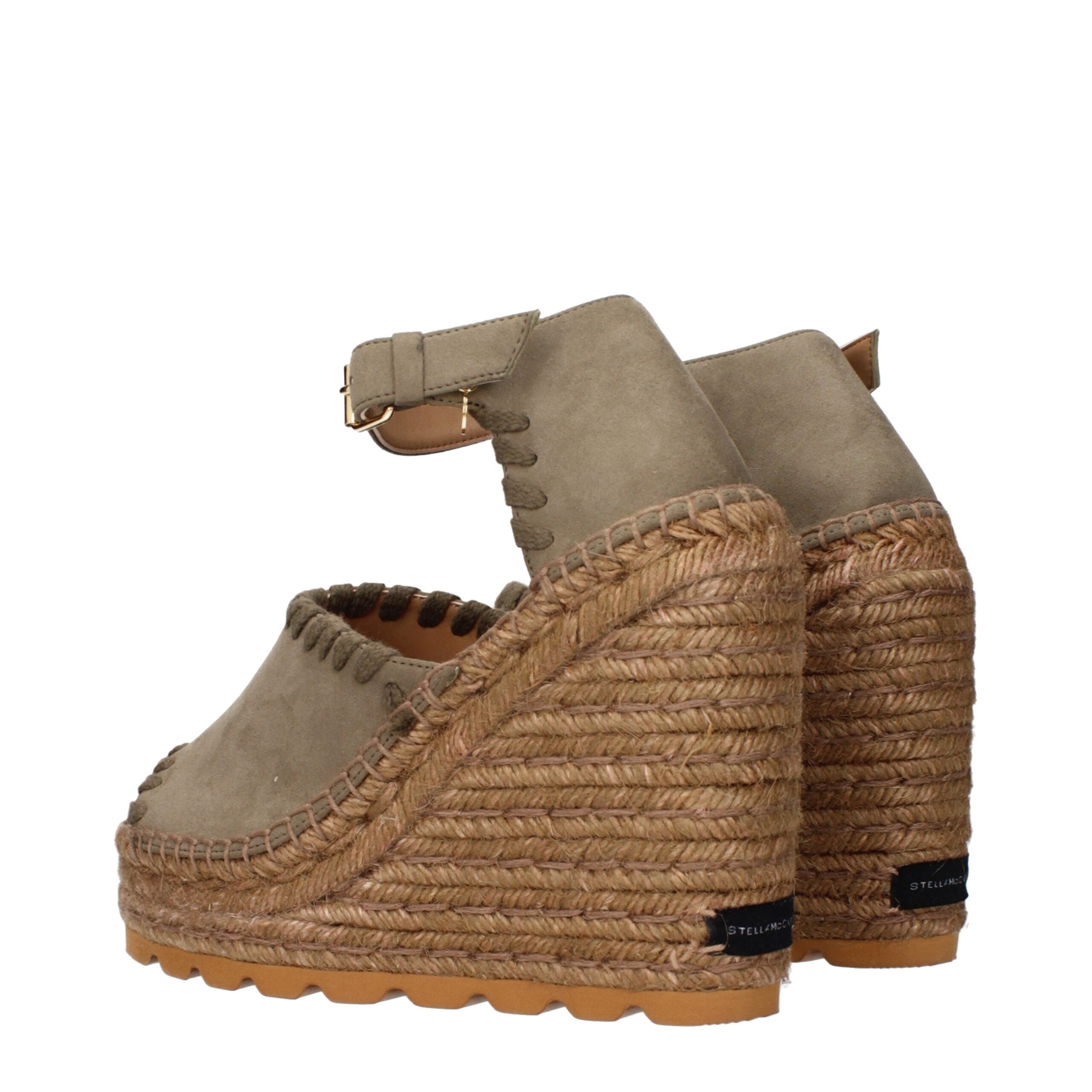 Stella McCartney Green Leather Wedge Women's Sandals