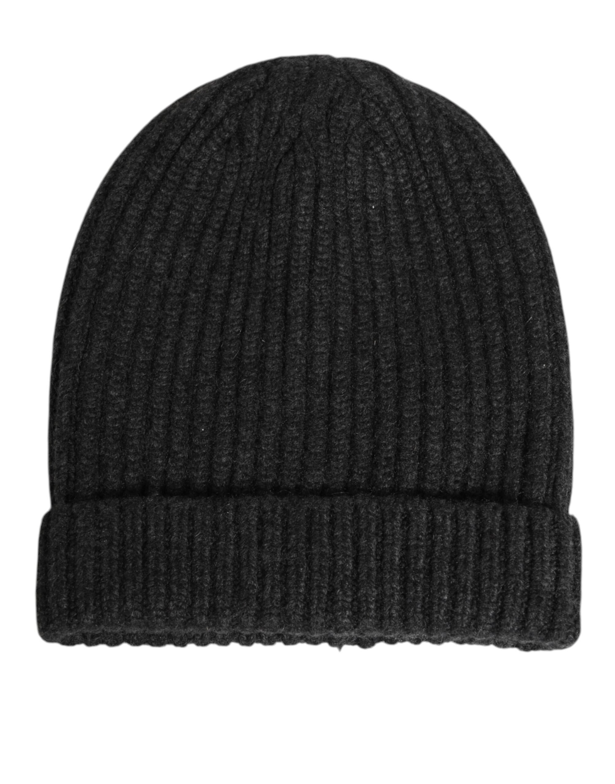 Dolce & Gabbana Black Cashmere Knitted Beanie Men Capello Men's Hat