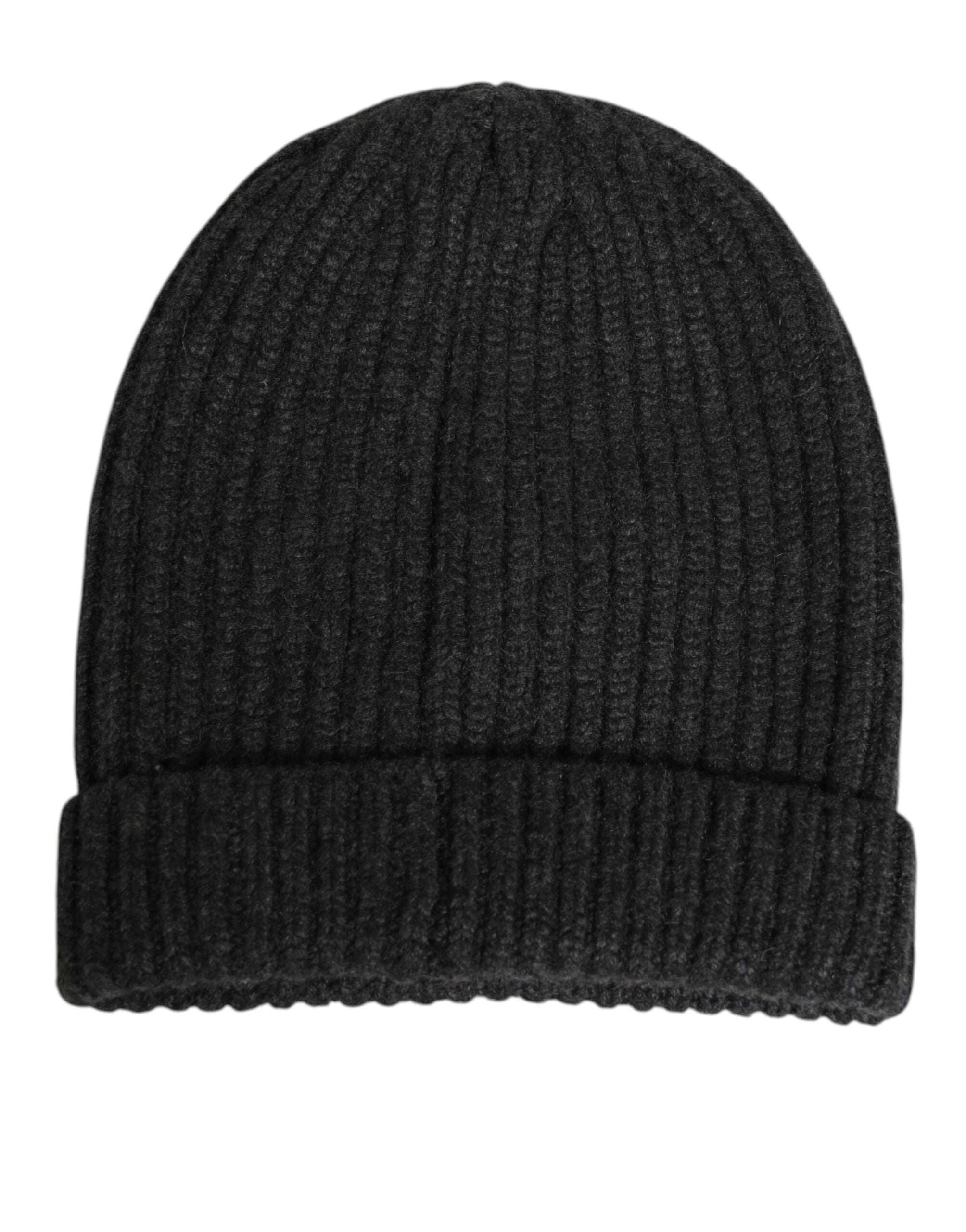 Dolce & Gabbana Black Cashmere Knitted Beanie Men Capello Men's Hat