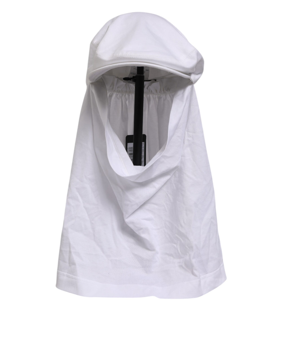 Dolce & Gabbana White Cotton DG Logo Plaque Baseball Balaclava Men's Hat